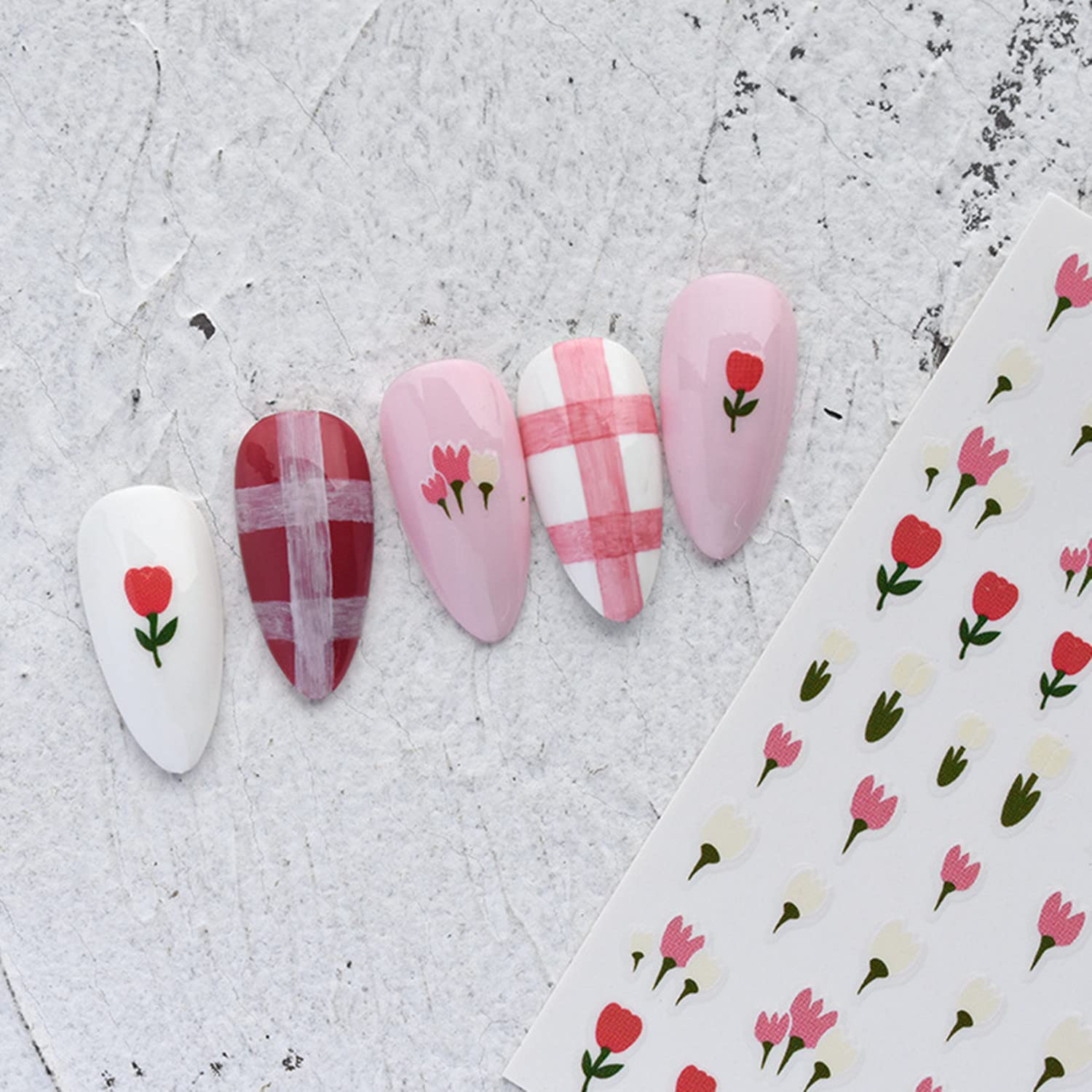 Colorful Tulip Nail Stickers - 12 Sheets Self-Adhesive Flower Nail Decals for DIY Nail Art, Manicure & Pedicure - Perfect for Spring, Summer, Bridal, Party & Salon Nail Designs