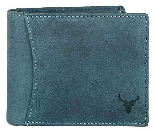 Premium Men's Genuine Leather Wallet (Blue) - RFID Blocking Bifold Wallet for Travel & Everyday Use - Durable Slim Wallet with Multiple Card Slots & Cash Pocket - Perfect Gift for Men