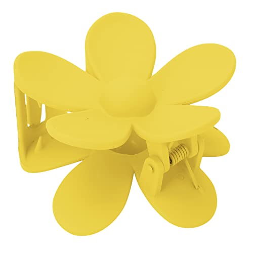 Stylish Light Yellow Flower Claw Hair Clip for Women & Girls - Dual Locking Teeth, Lightweight Hair Accessory for Everyday Wear, Parties & Special Occasions