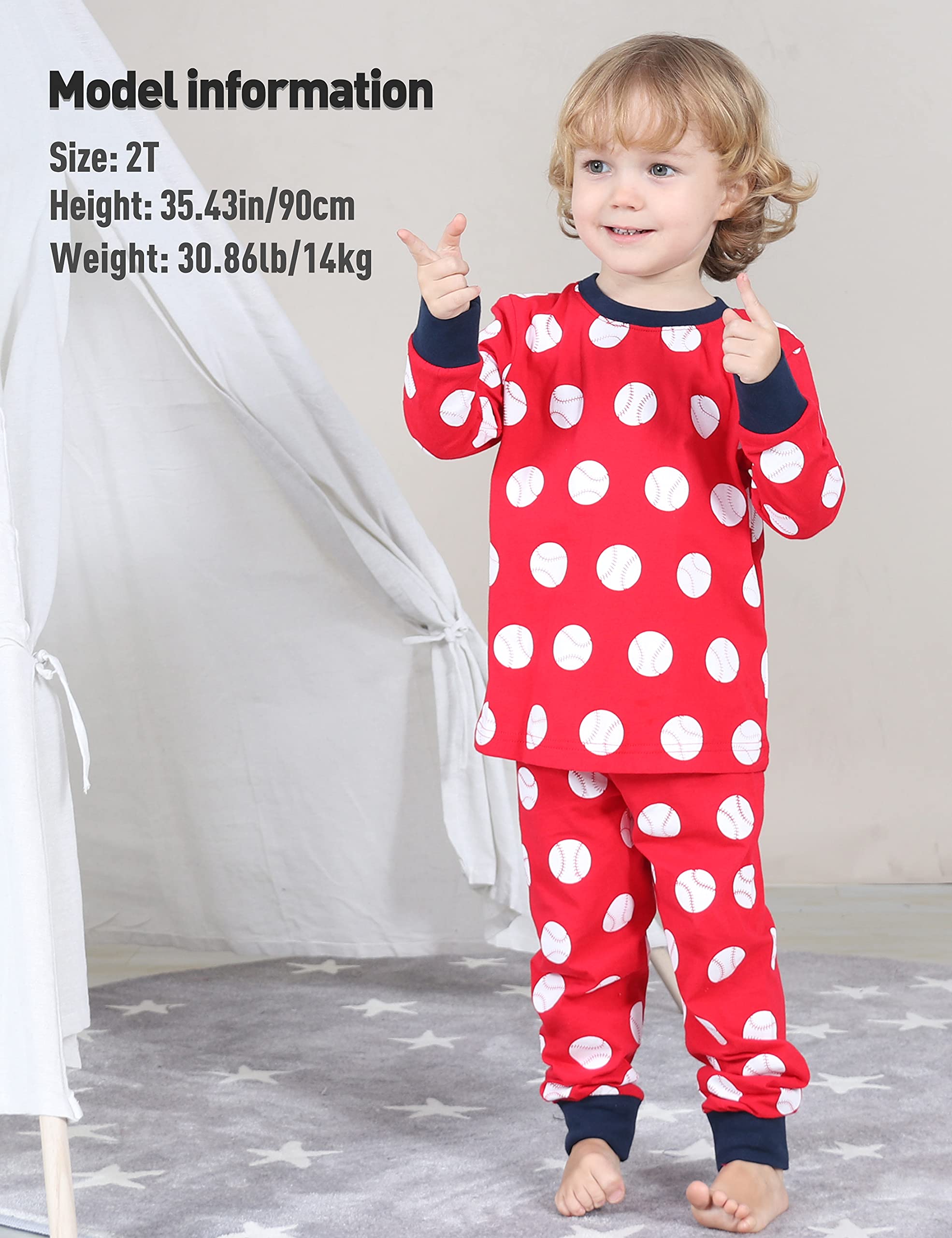 A&J DESIGN Boys Pajama Sets - 100% Cotton 2-Piece Sport Theme Pjs for Kids - Soft & Comfortable Sleepwear for Boys - Perfect for Bedtime, Lounging & Sleepovers