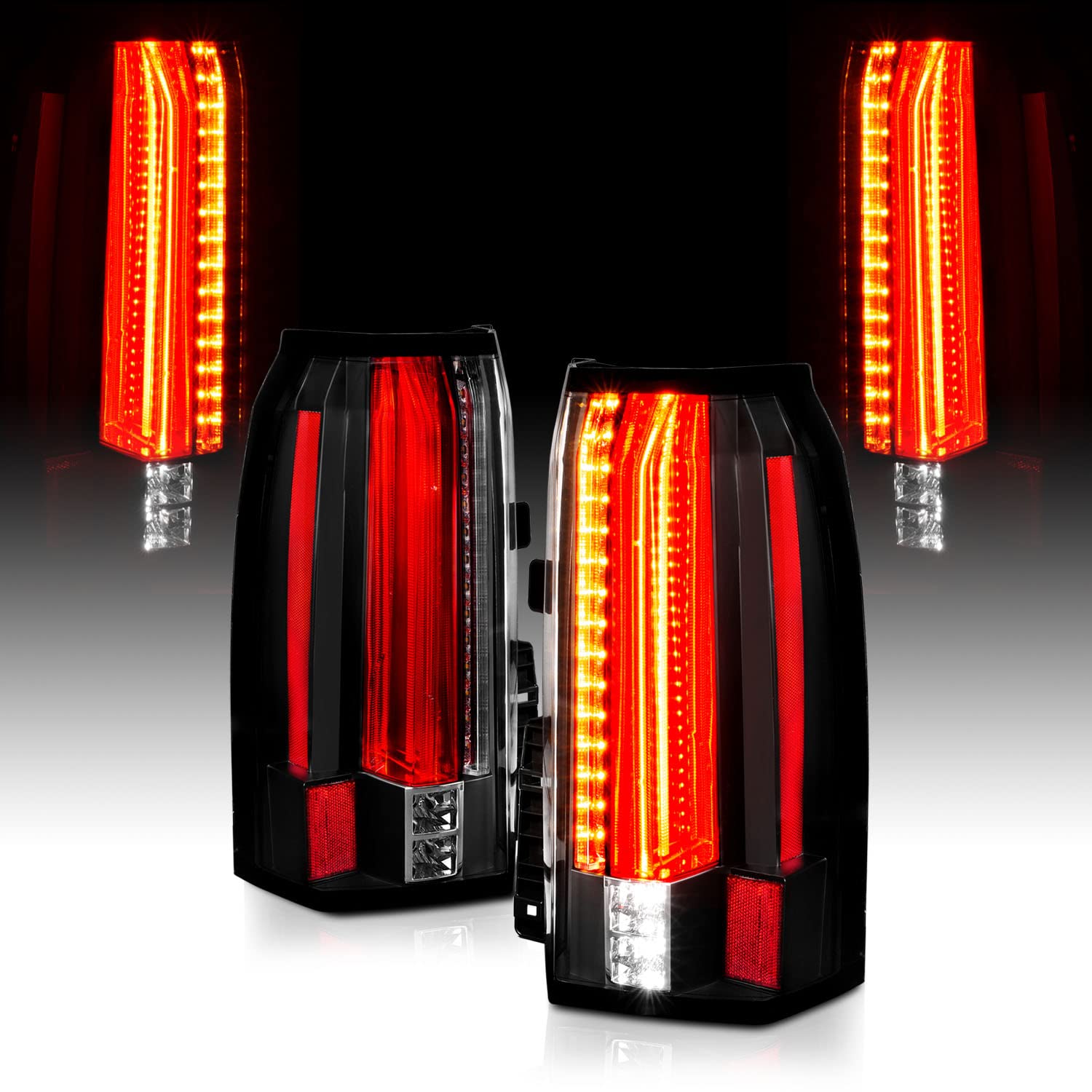 AmeriLite Black Intense LED Parking Light Bar - LED Brake & Reverse Tail Lights for 2015-2020 GMC Yukon & Yukon XL SUV - Enhanced Visibility & Safety for Night Driving & Off-Road Adventures