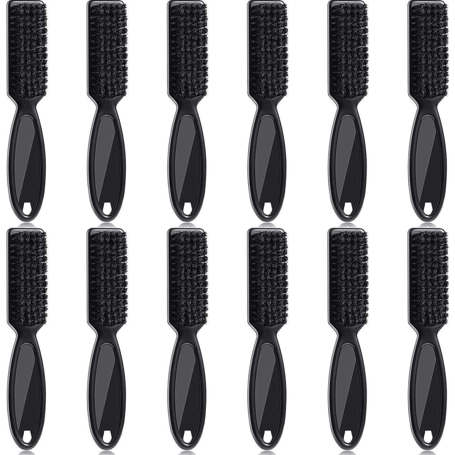 12 Pack Barber Clipper Cleaning Brushes - Nylon Scrub Brush for Hair Clipper Blades, Stainless Steel & Electric Clippers - Professional Grooming Tool Kit for Salon & Home Use (Black)