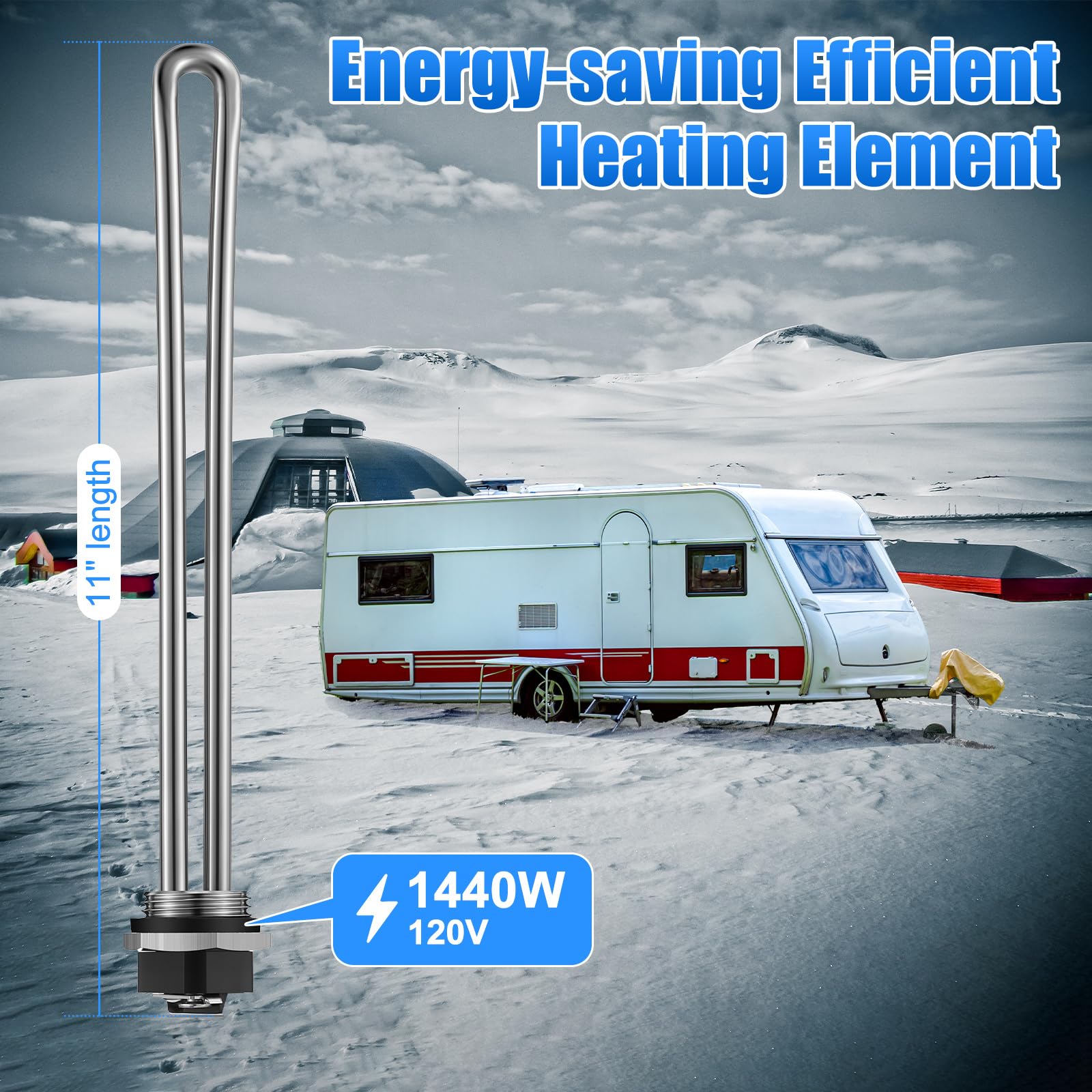 Saillong 5-Piece RV Water Heater Replacement Kit - Includes 2 Anode Rods, 1 Electric Heating Element, 1 Dual Hex Wrench & 1 Teflon Tape - Compatible with Suburban RV Water Heaters | Perfect for RV Maintenance, Camping Trips & Off-Grid Living