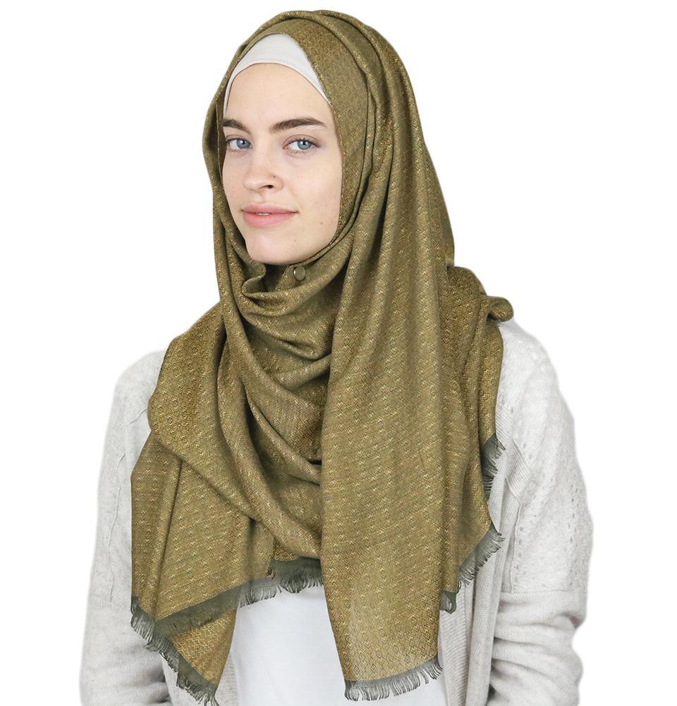 Aker Jacquard Hijab Shawl - Elegant Gold Scarf 1023BRL for Women, Perfect for Daily Wear, Prayer, and Special Occasions