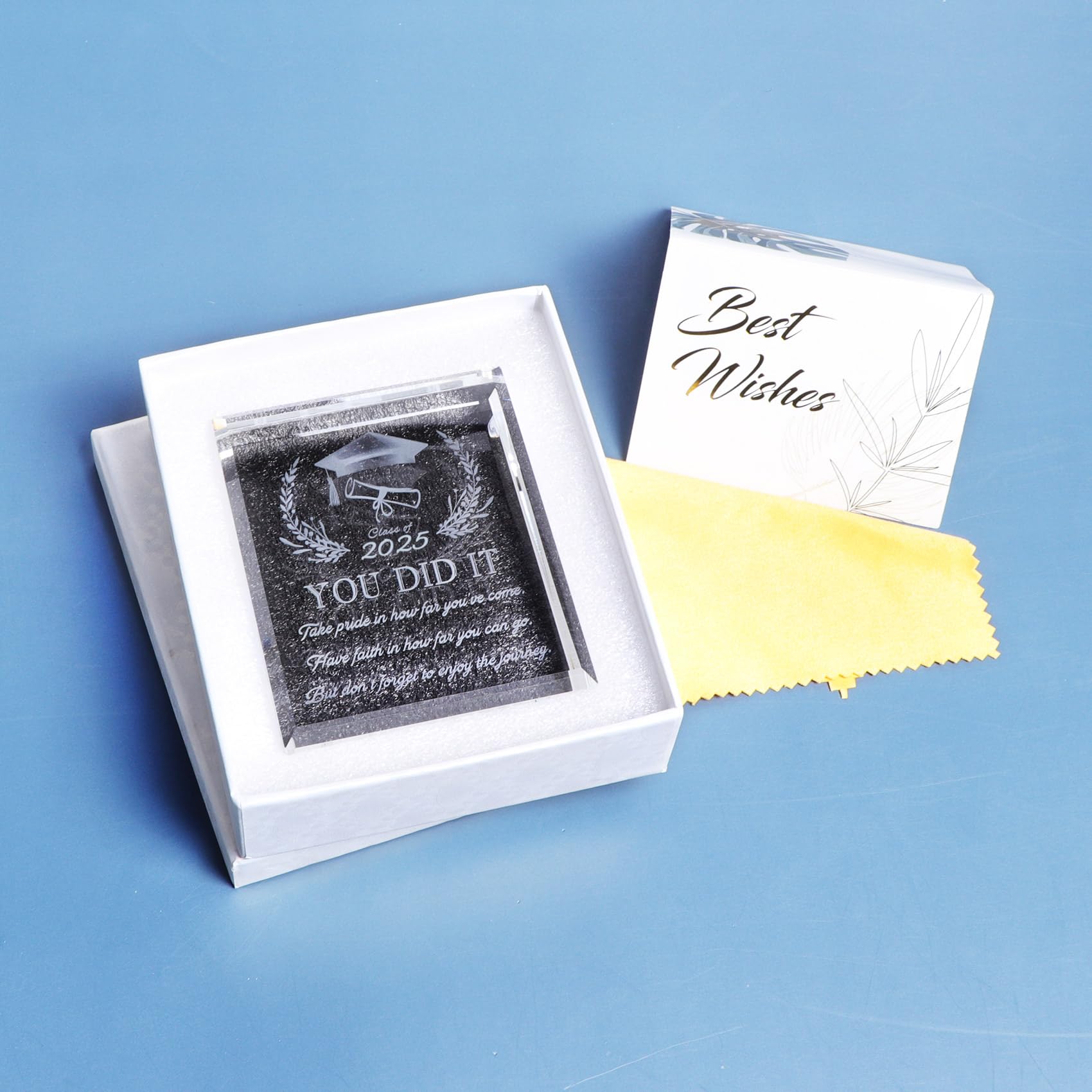 YWHL Graduation Gifts for Him & Her - Class of 2025 Inspirational Keepsake with Laser Engraved Crystal - Perfect for College, High School, PhD & Masters Graduates | Ideal for Commencement Ceremonies, Office Decor & Anniversary Celebrations