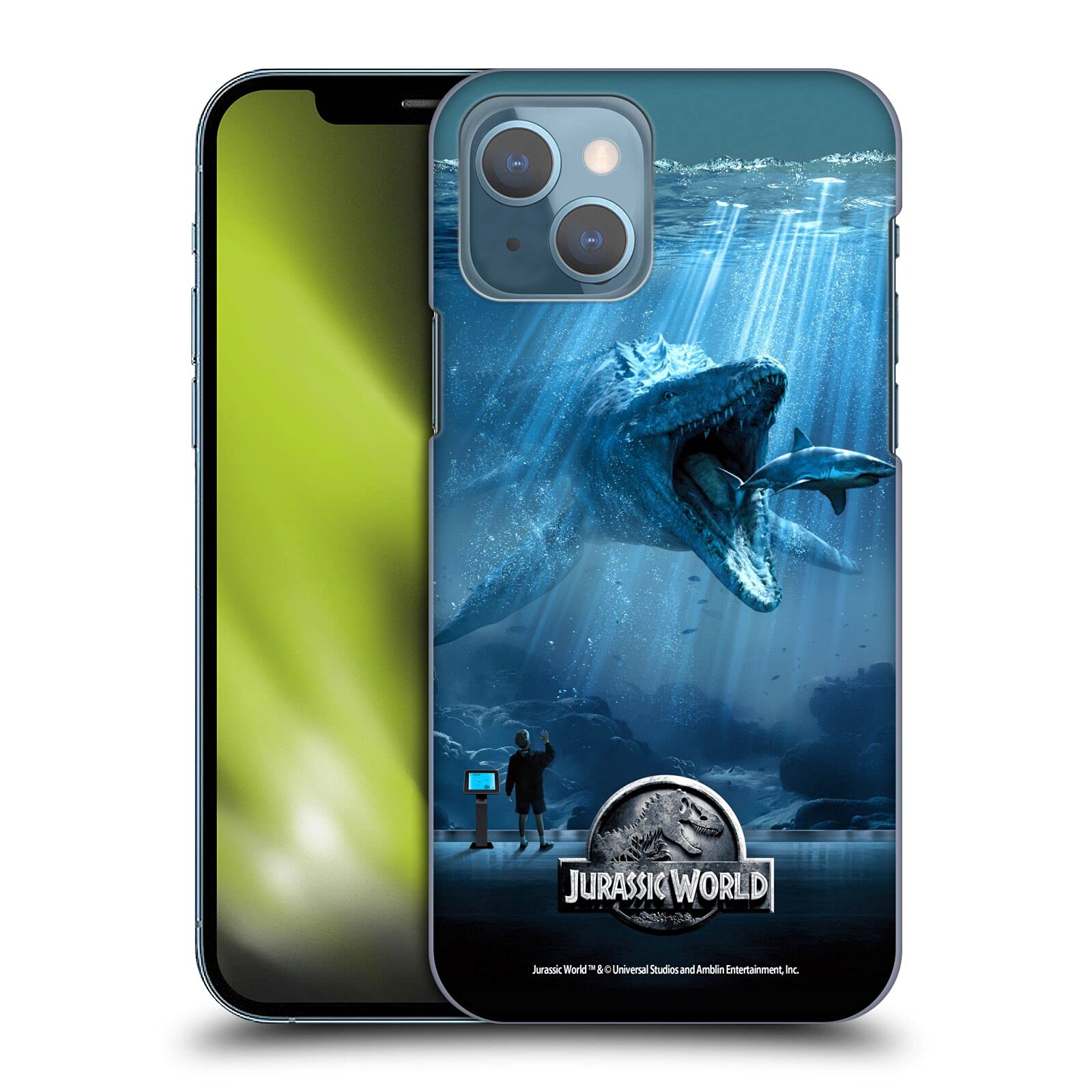 Officially Licensed Jurassic World Mosasaurus Key Art Hard Back Phone Case for Apple iPhone 13 - Dinosaur-Themed Protective Cover for Everyday Use, Travel & Gifts