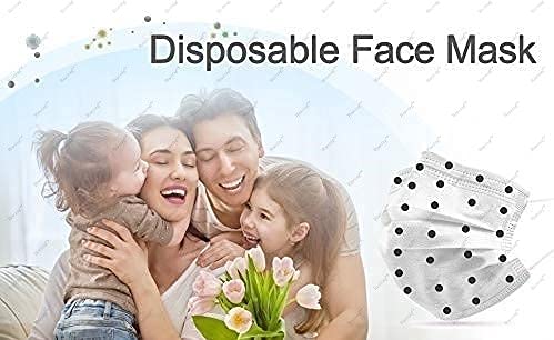 Wisezag 50-Pack Disposable 3-Layer Printed Surgical Face Masks for Women with Nose Clip - White, Comfortable & Breathable - Perfect for Daily Use, Work, Travel & Public Safety