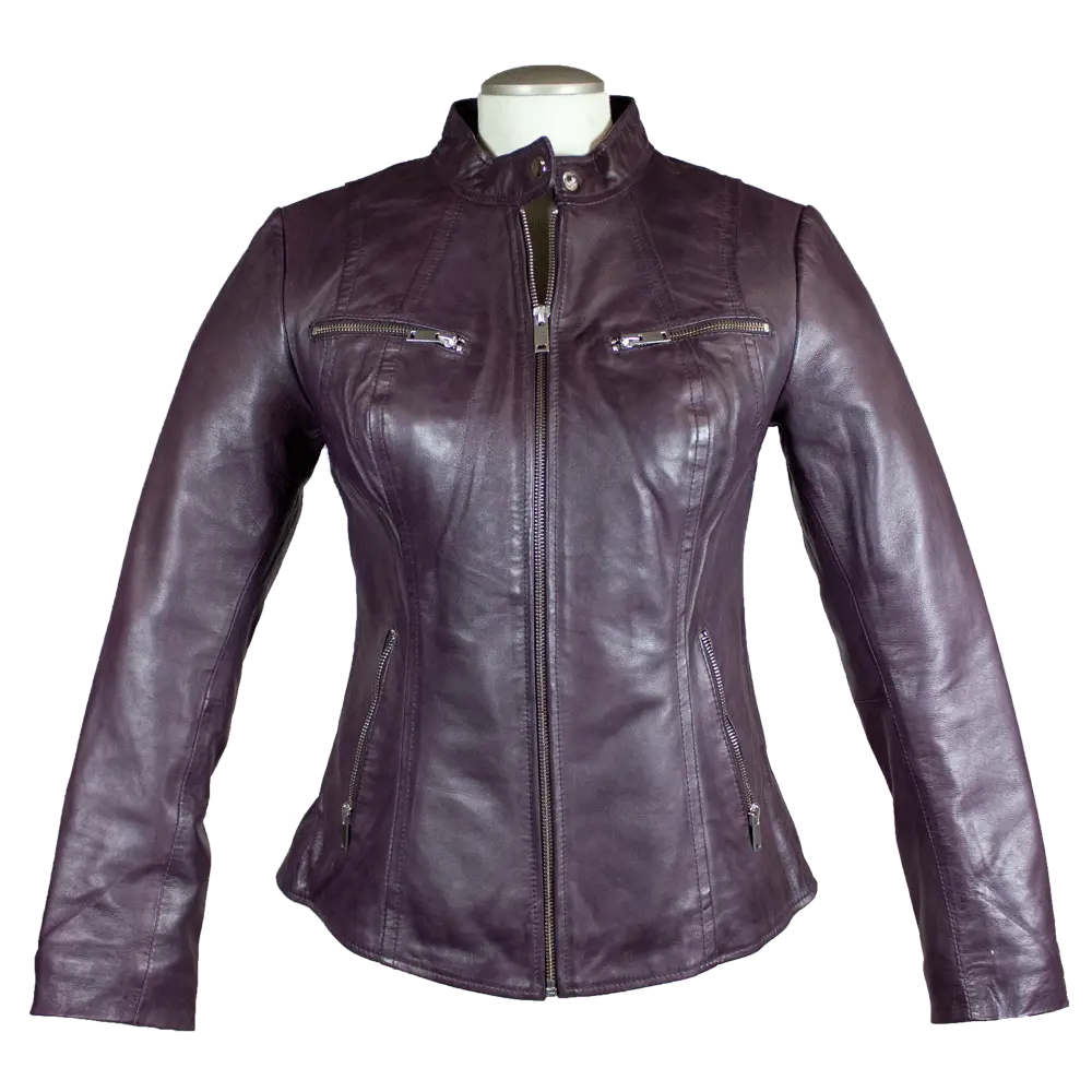 BOL Women's Zip Pocket Leather Jacket - Stylish Faux Leather Biker Jacket with Zipper Pockets for Casual Outings & Night Out