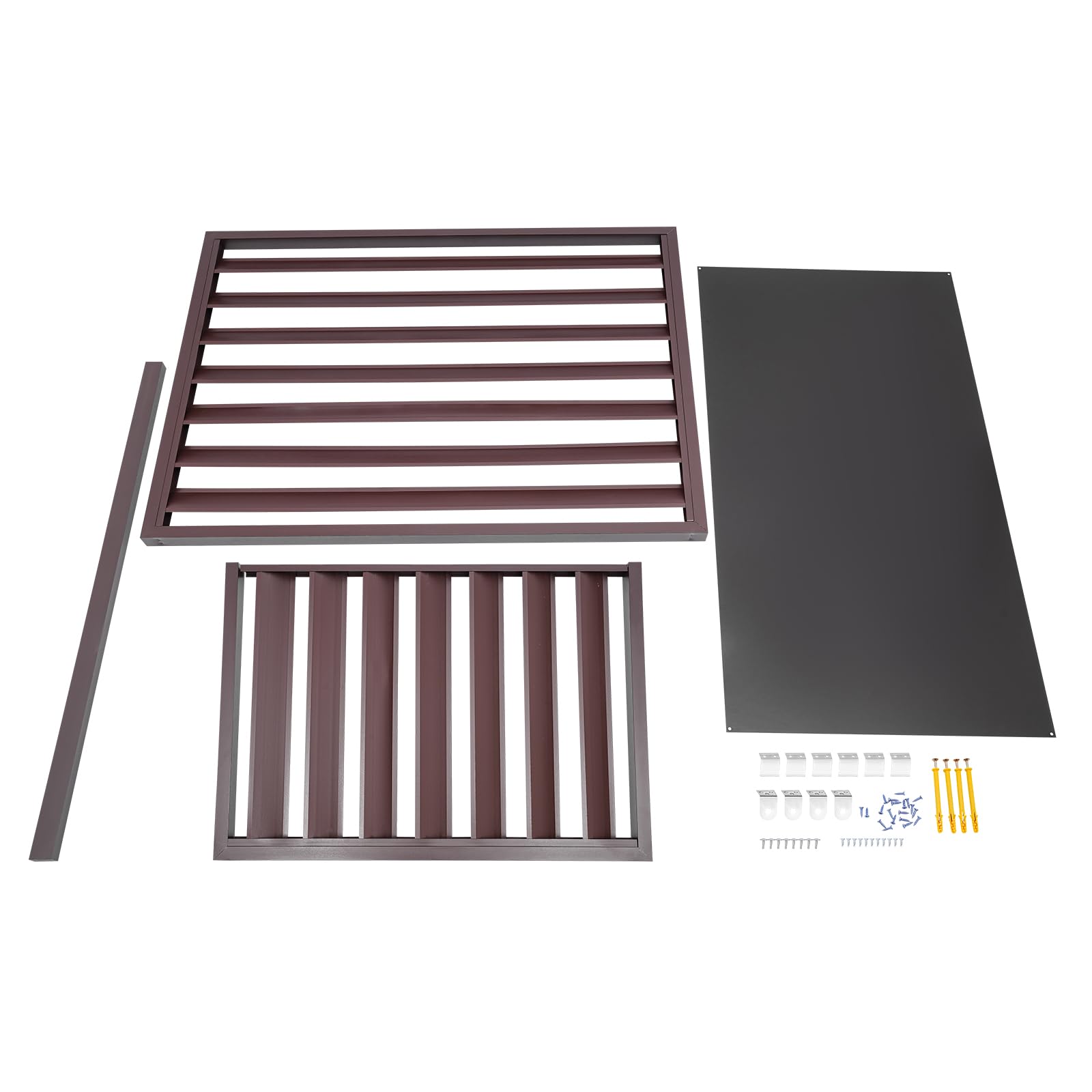 Freestanding Aluminum Alloy Outdoor Air Conditioner Cover Privacy Screen Fence Panel - Durable AC Unit Fence for Backyard, Patio & Deck (Brown) | Perfect for Yard Privacy, AC Protection & Outdoor Decor