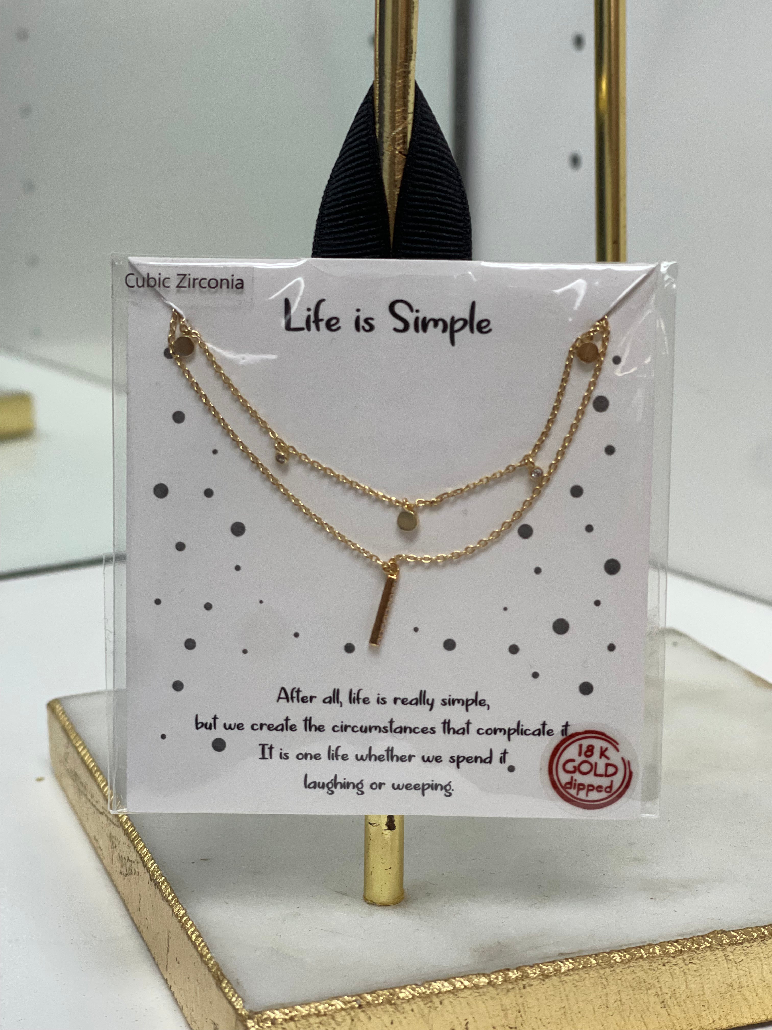 Life is Simple Necklace - Minimalist Dainty Gold Pendant for Women | Perfect for Everyday Wear, Gifts & Special Occasions