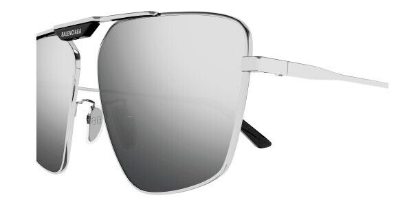 Balenciaga BB0246SA 002 Silver Square Men's Sunglasses - UV Protection Polarized Aviator Shades for Driving, Travel & Outdoor Activities