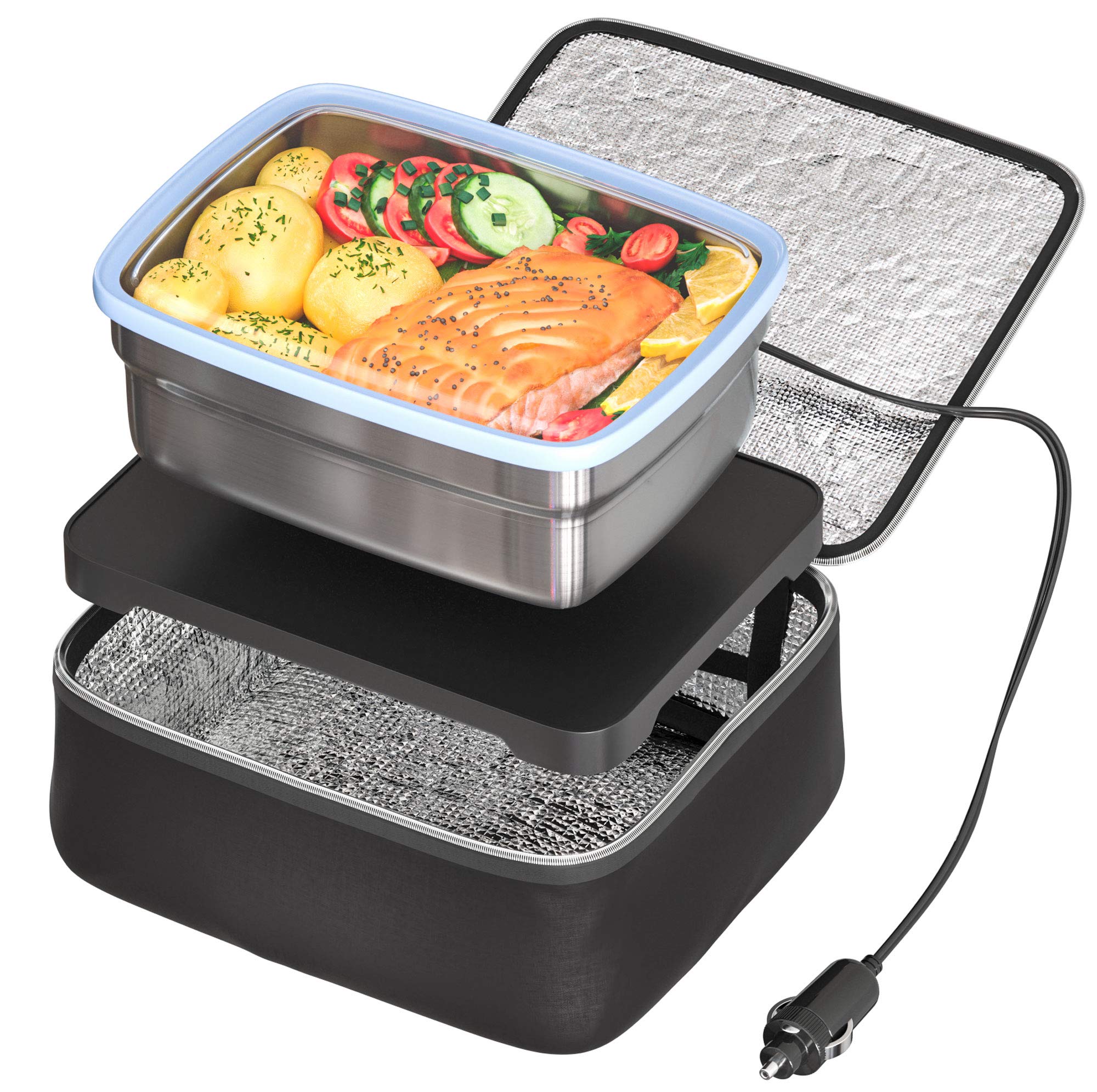 Skwyin 12V Portable Food Warmer & Mini Oven - Personal Heated Lunch Box for Adults, Car & Truck Use | Cook & Reheat Meals On-The-Go | Perfect for Office, Travel & Outdoor Activities