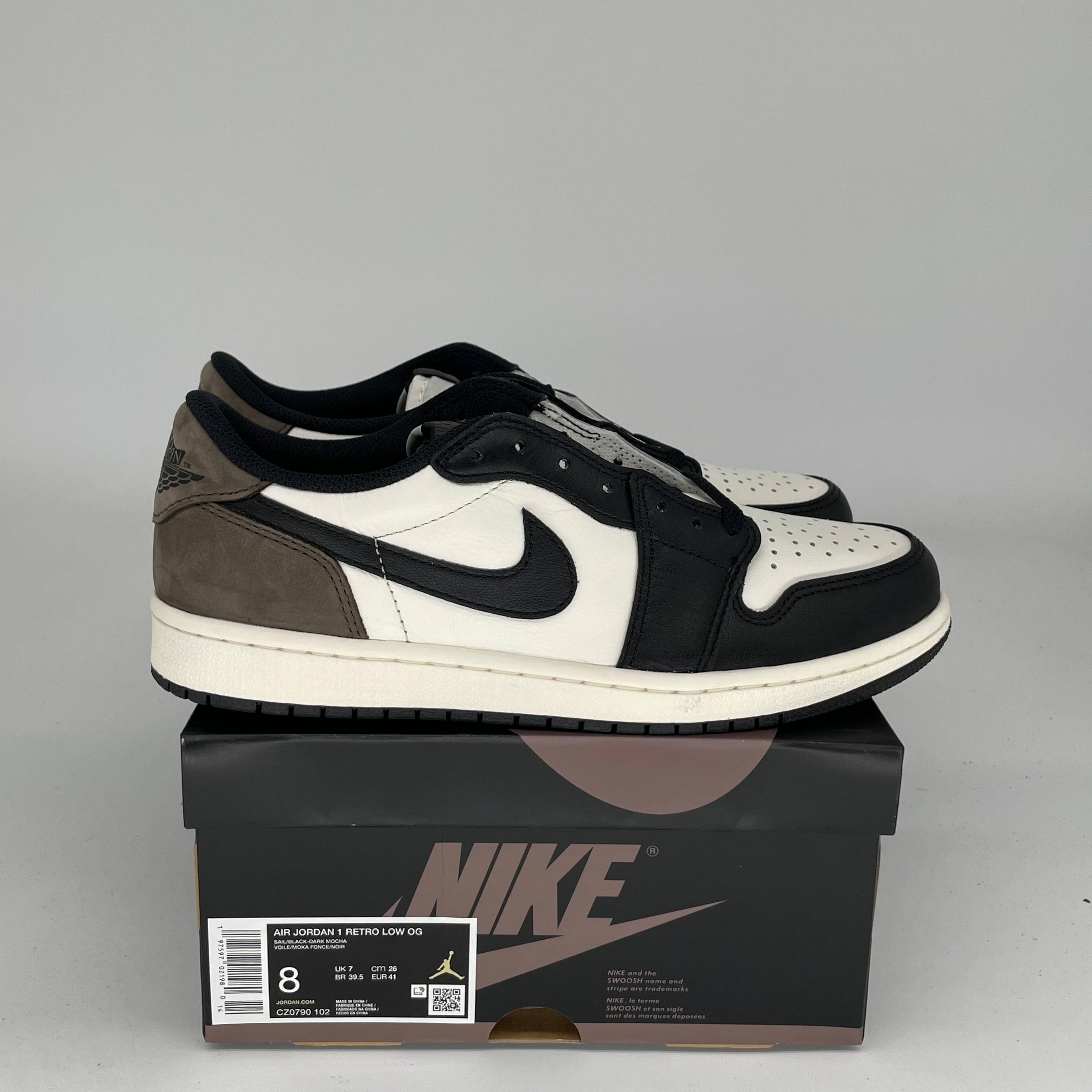 Air Jordan 1 Low Mocha Men's Sneakers - Size 8 (CZ0790-102) | Retro Basketball Shoes for Casual Wear & Street Style