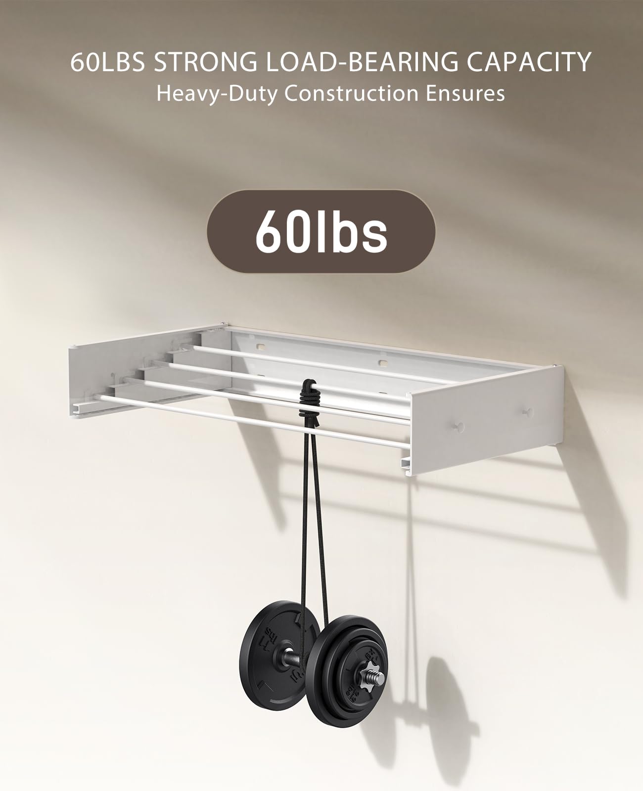 Upgrade 4 Hooks Wall Mounted Collapsible Laundry Drying Rack - 24