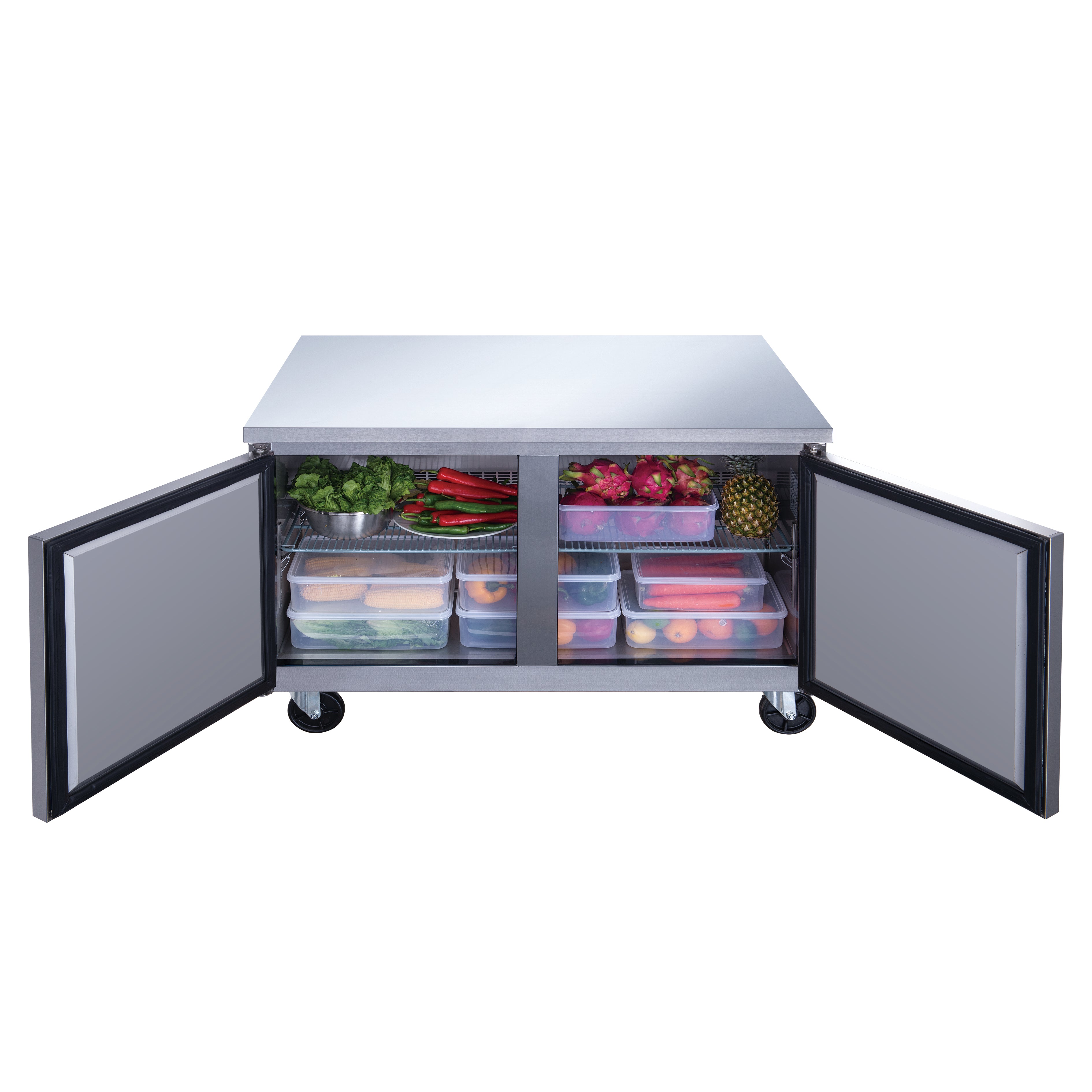 Dukers DUC60R 2 Door Undercounter Commercial Refrigerator - Stainless Steel Commercial Fridge for Restaurants, Bars & Kitchens - Perfect for Food Storage & Beverage Cooling