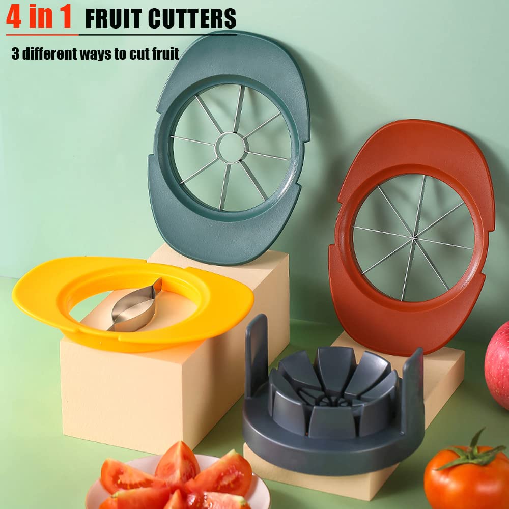 4-in-1 Fruit & Vegetable Cutter - Mango Corer Slicer, Apple Corer, Tomato Wedger with Bonus Knife | Easy Kitchen Tool for Smoothies, Salads & Meal Prep | Perfect for Home Chefs & Healthy Eating