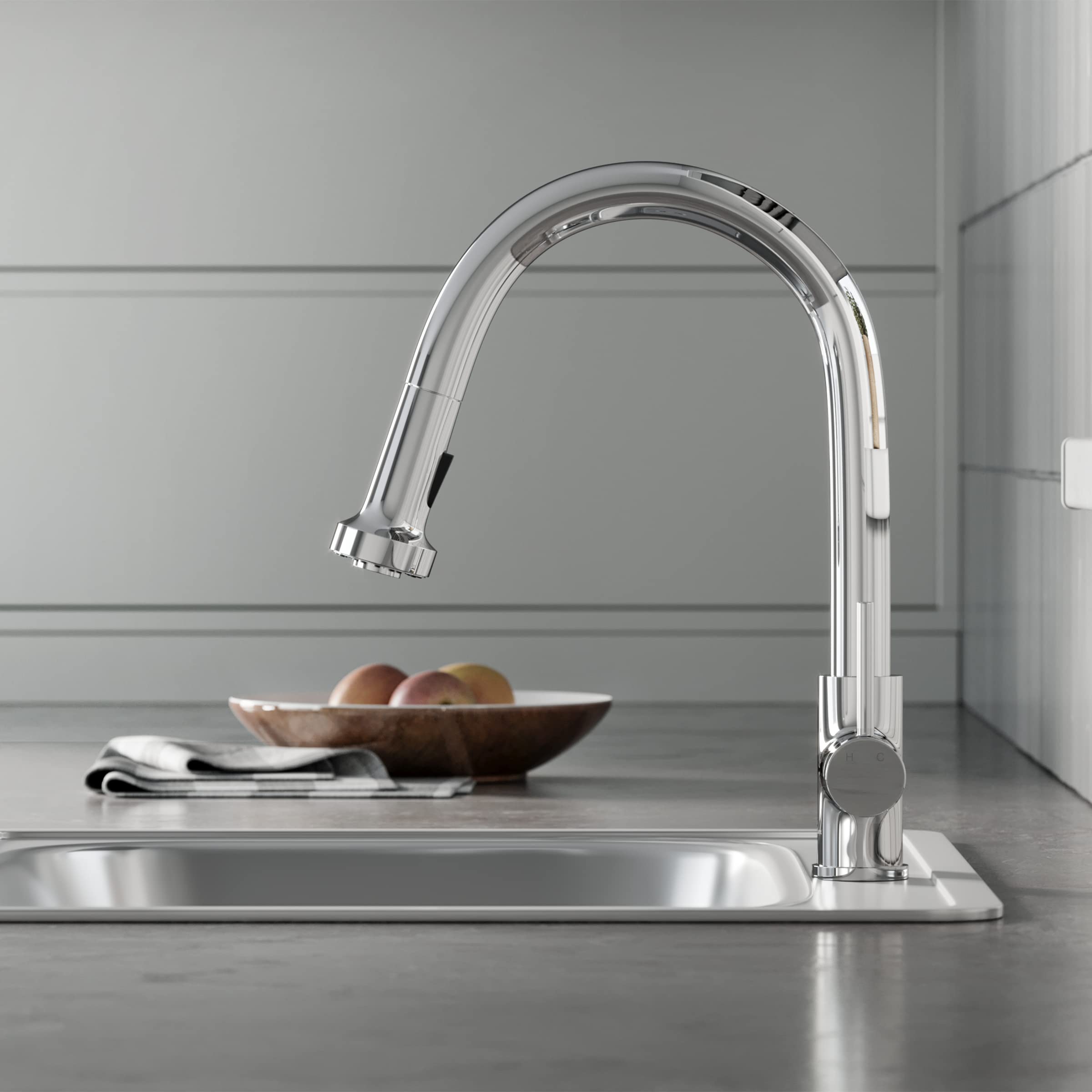 Nouvet Chrome Single Handle Pull-Down Kitchen Faucet - Modern Design for Sink, Dishwashing & Food Prep | Easy Installation & Durable Finish