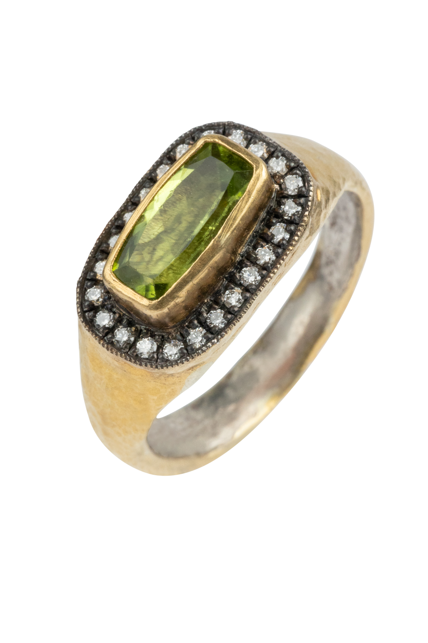 14K Gold Round Peridot & Diamond Ring for Women - Elegant Birthstone Jewelry Gift for Mother's Day, Anniversary & Special Occasions