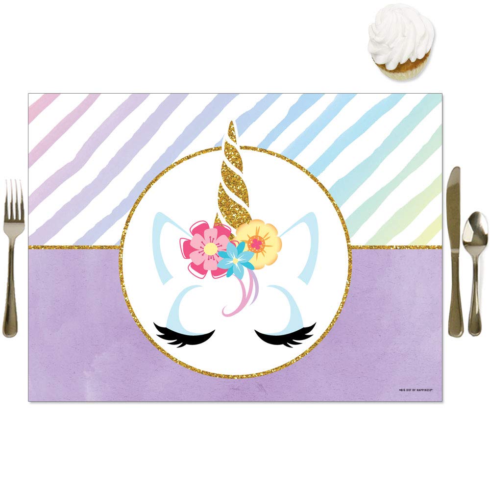 Rainbow Unicorn Party Table Decorations - Set of 16 Magical Placemats for Baby Showers, Birthday Parties & Celebrations - Perfect for Unicorn-Themed Events & Kids Room Decor