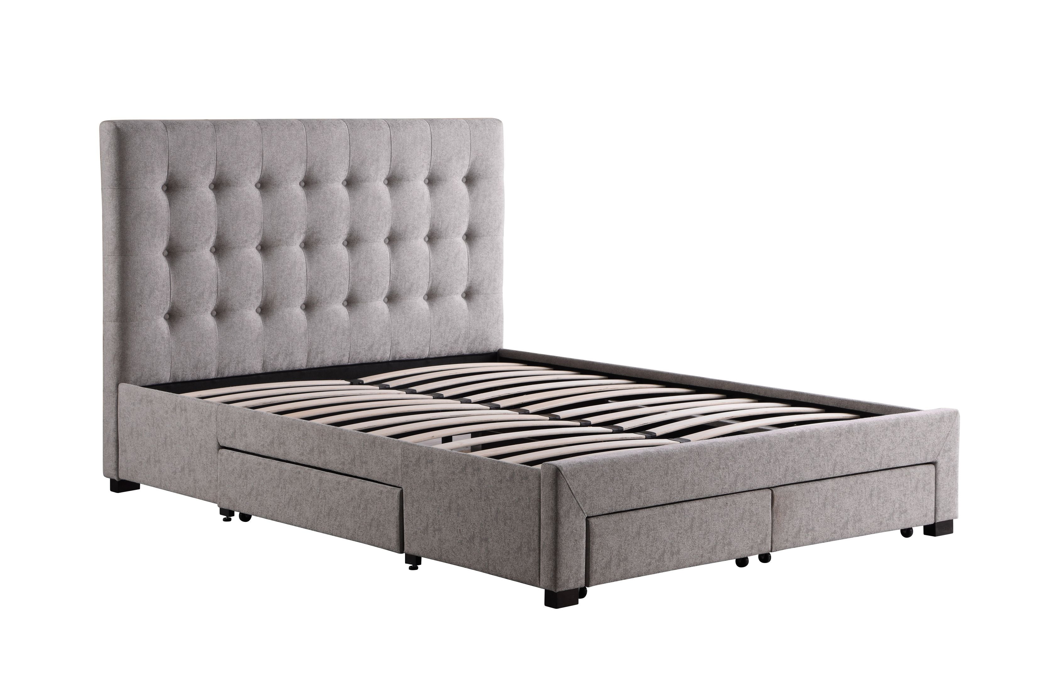 Elisae Queen Size Platform Bed Frame with Headboard - Modern Grey Wooden Bed for Bedroom - Sturdy & Stylish for Home Decor