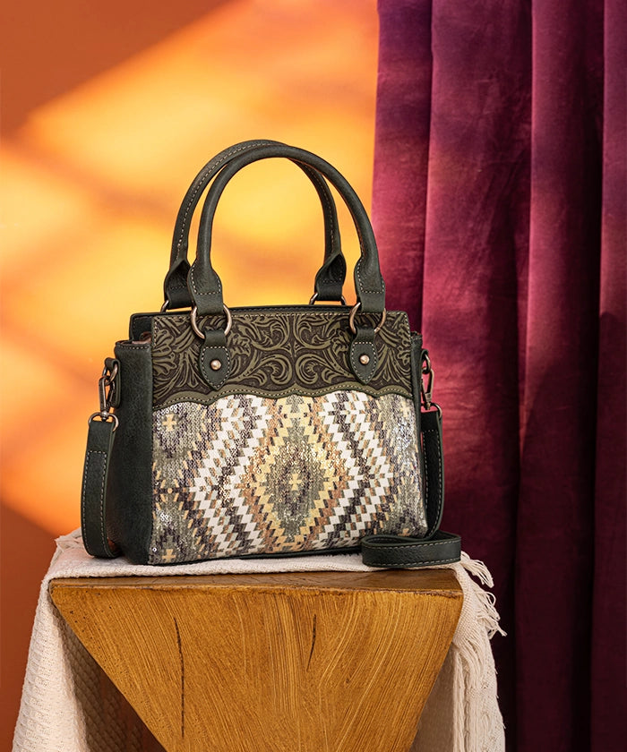 Montana West Sequined Aztec Tote Bag Set for Women - Stylish Handbag with Shoulder Strap, Perfect for Work, Travel & Everyday Use