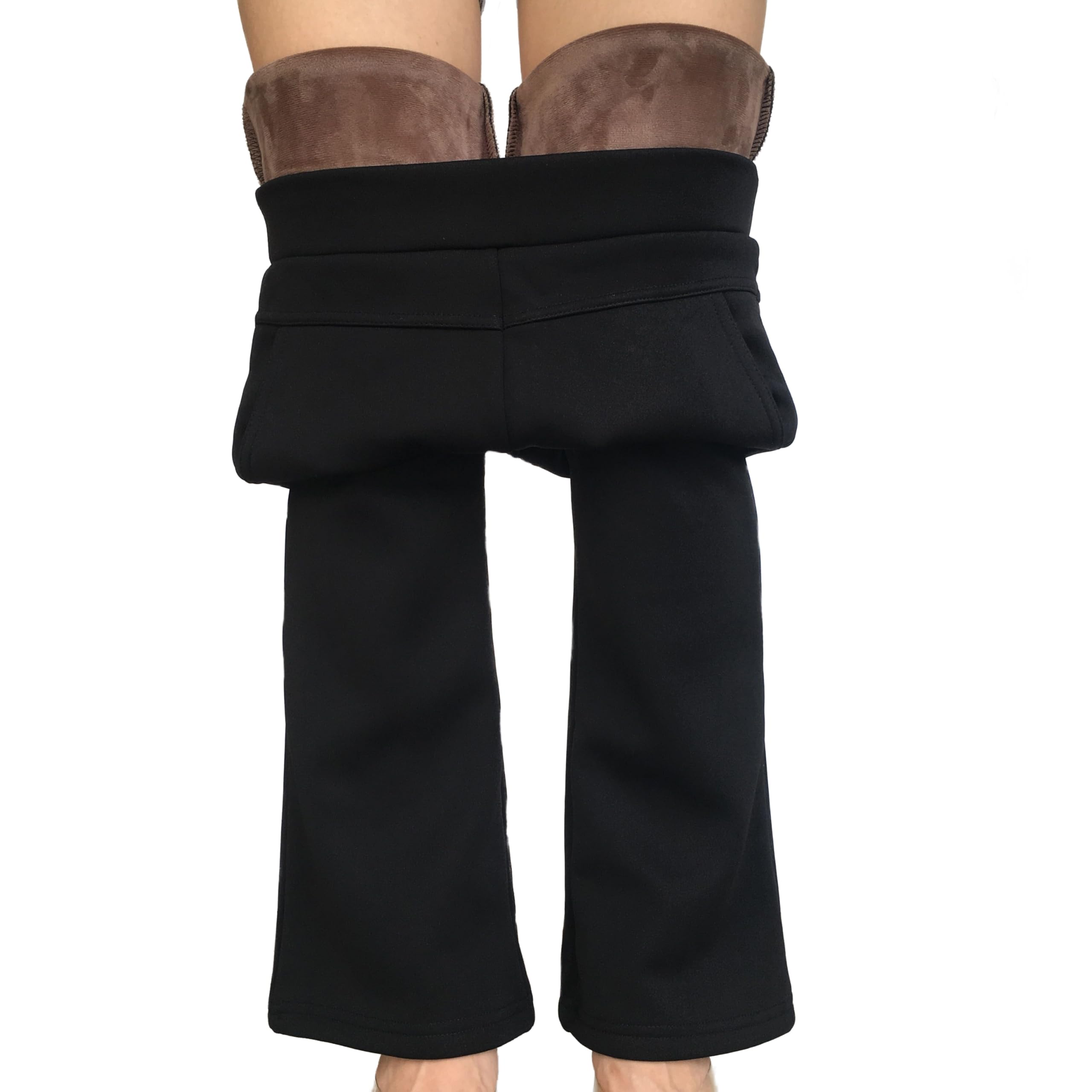 Fakanhui Women's Fleece Lined Bootcut Work Pants - Winter Warm High Waisted Pull On Flare Business Casual Pants for Office, Work & Everyday Wear