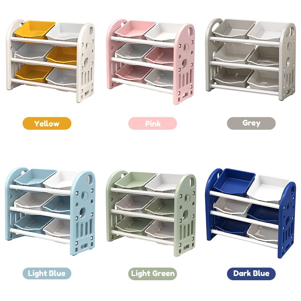 6-Bin Kids Toy Organizer - Sturdy Storage Solution for Children's Toys, Books, Building Blocks & School Supplies (Green) | Perfect for Playrooms, Bedrooms & Daycare Centers