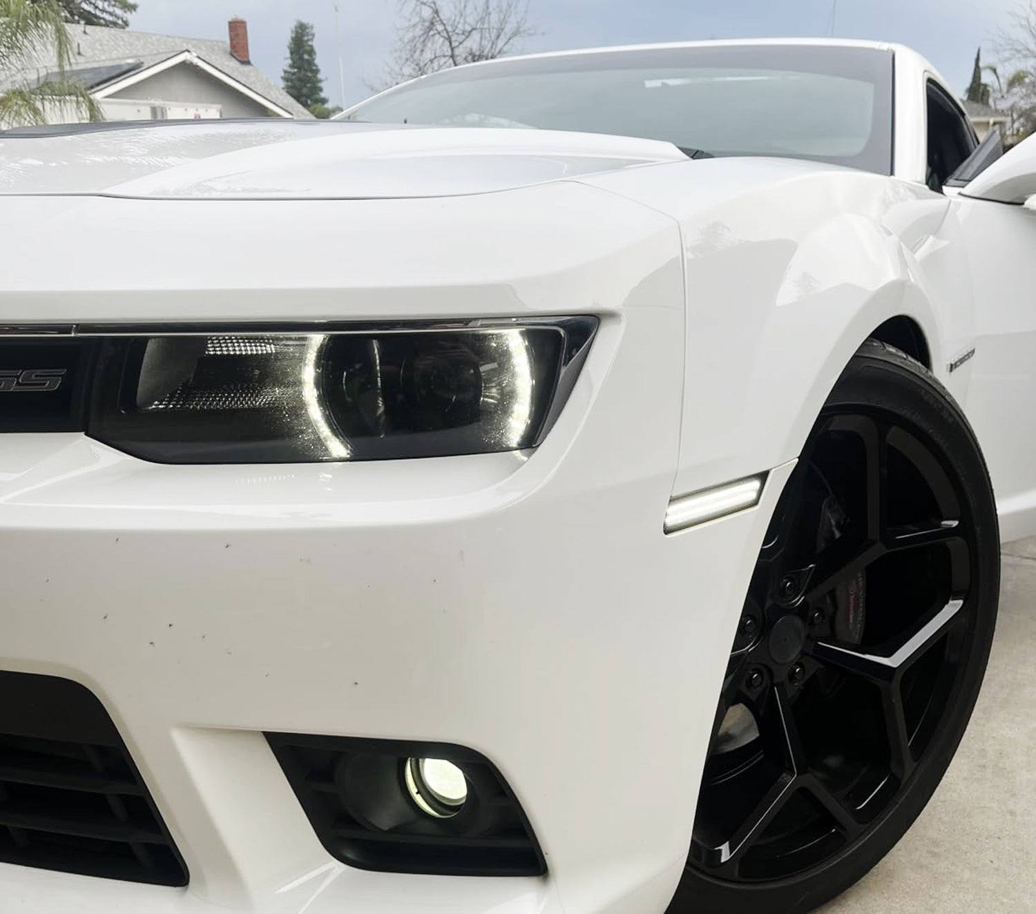 Clear Lens Double Row White Full LED Front Side Markers for 2010-2015 Chevy Camaro - Enhanced Visibility & Style Upgrade for Night Driving & Car Shows