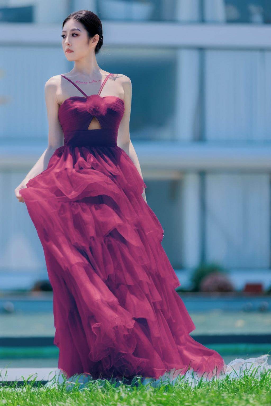Elegant Princess Sweep Brush Train Tulle Prom Dress CS0493 - Perfect for Homecoming, Ball Gown, and Formal Events