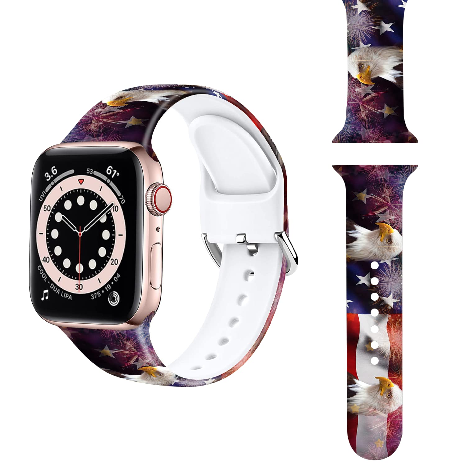 Soft Silicone Sport Band Compatible with Apple Watch Series 7/6/5/4/3/2/1/SE - 38mm 40mm 41mm 42mm 44mm 45mm Replacement Strap for Women & Men | Perfect for Workouts, Running & Daily Wear