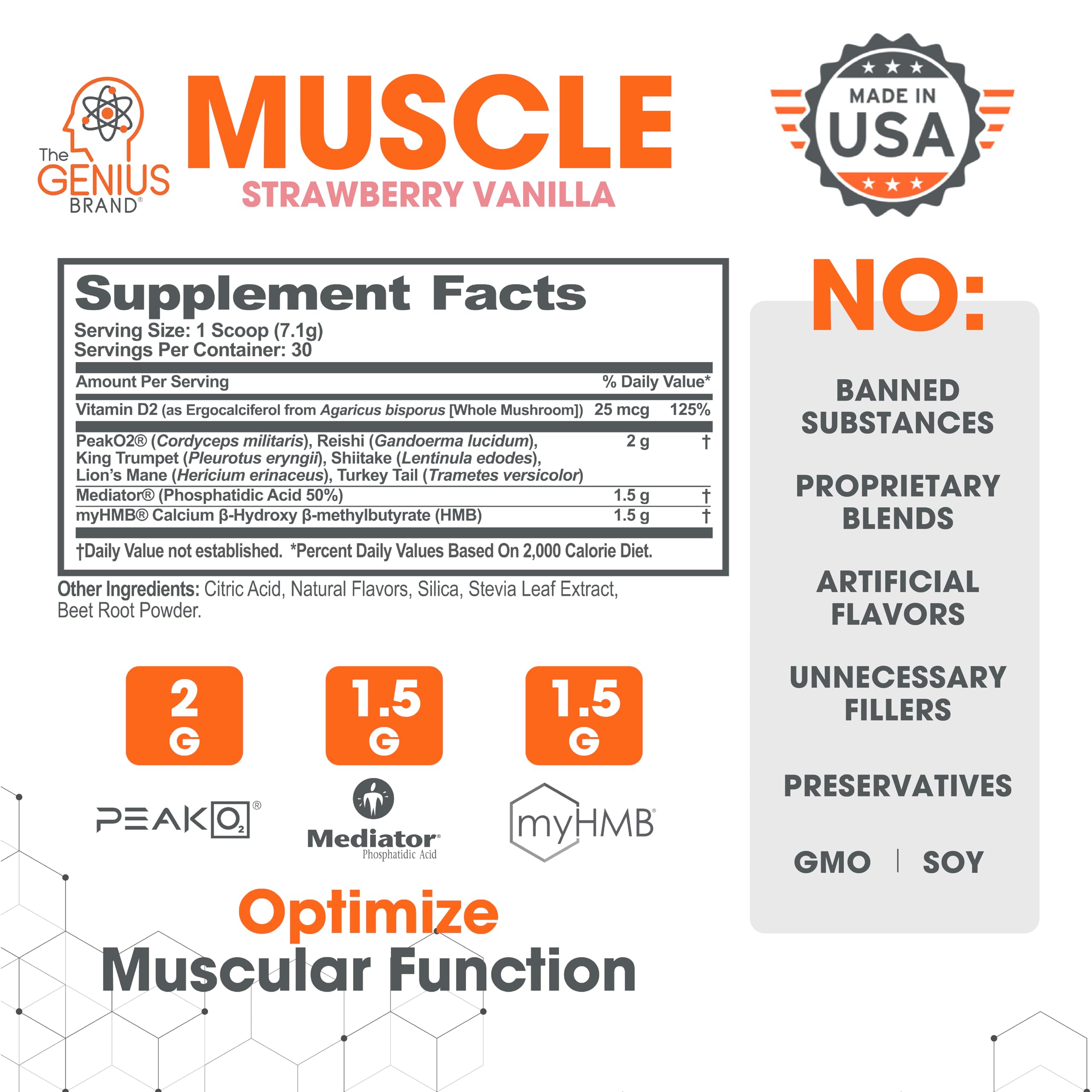 Genius Muscle Builder & Mass Gainer Supplement - 100% Natural Anabolic Activator for Men & Women - Strawberry Vanilla Flavor - Weight Gainer for Lean Muscle Growth & Bodybuilding - Perfect for Post-Workout Recovery & Fitness Goals
