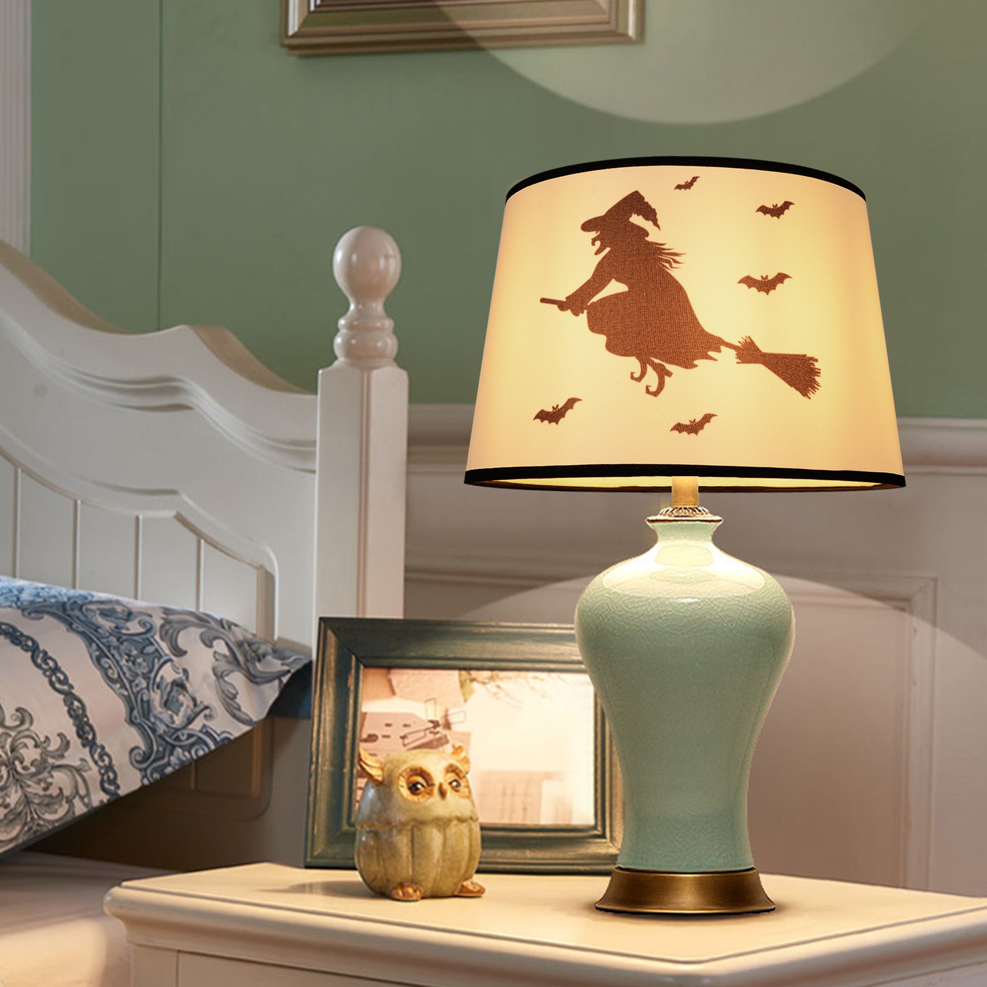 Halloween Round Empire Lamp Shade Set of 2 - 10x12x8 Inches - Carro Home Collection Limited Edition - Perfect for Spooky Decor, Living Room & Bedroom Lighting