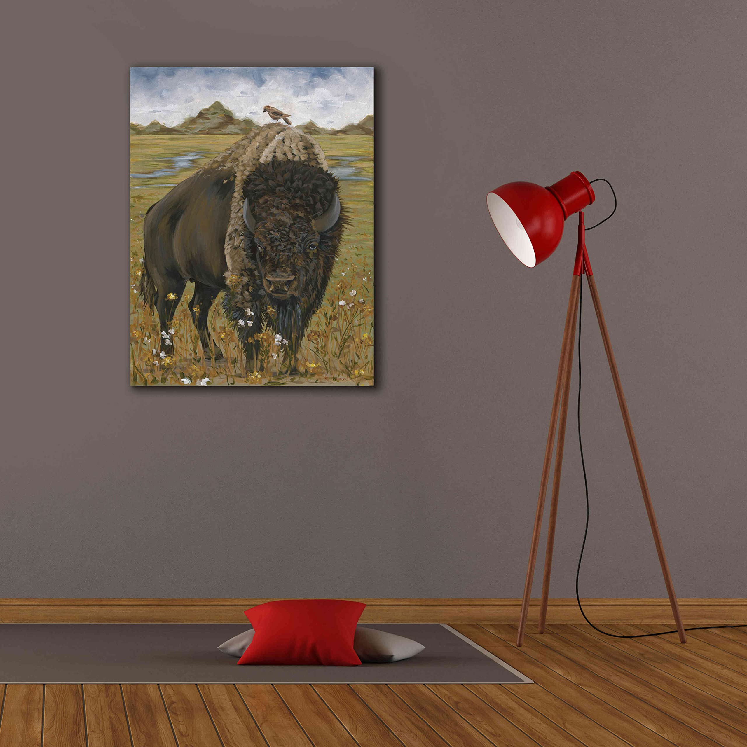 Bison by Hollihocks Art - Premium Giclee Canvas Wall Art Print 26x34 Inches - Western Home Decor for Living Room, Office & Cabin