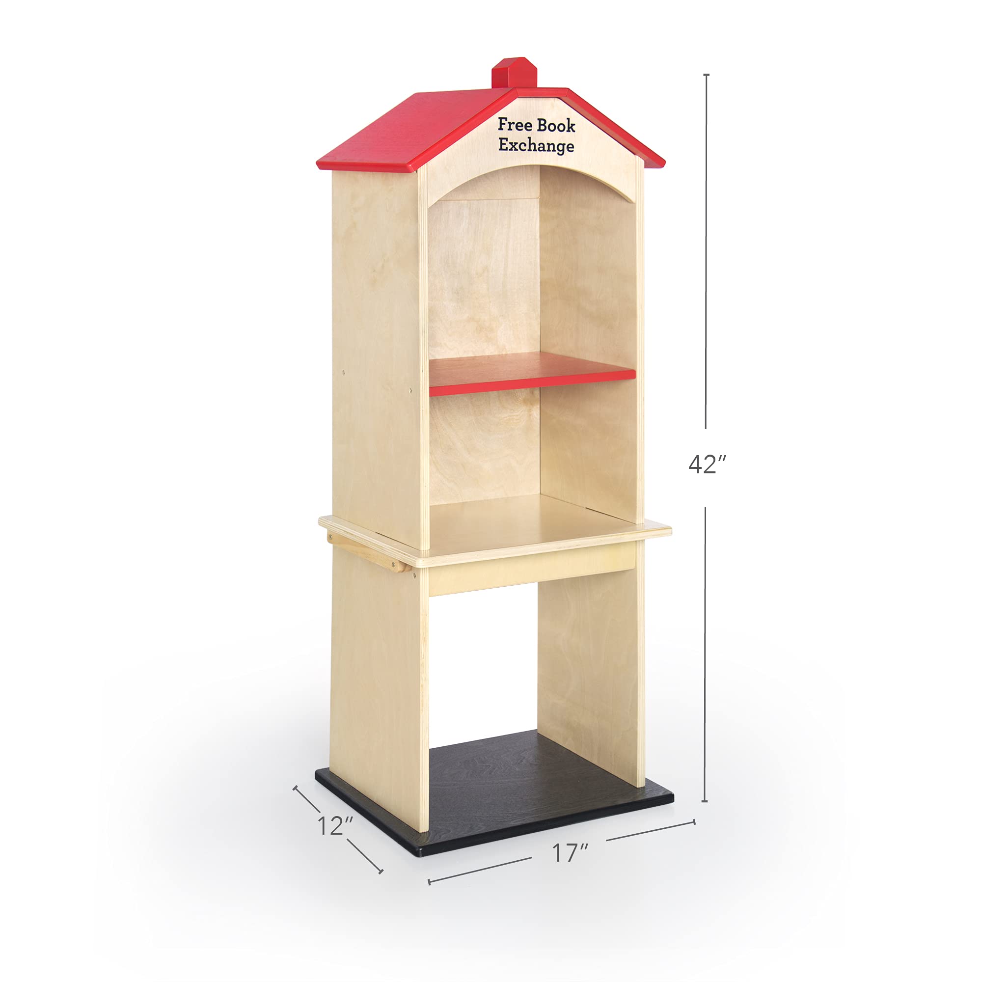 Guidecraft Free Library Exchange Book Stand - 3-Shelf Wooden Bookcase for Classroom & Home Storage | Perfect for School Libraries, Reading Corners & Kids' Rooms