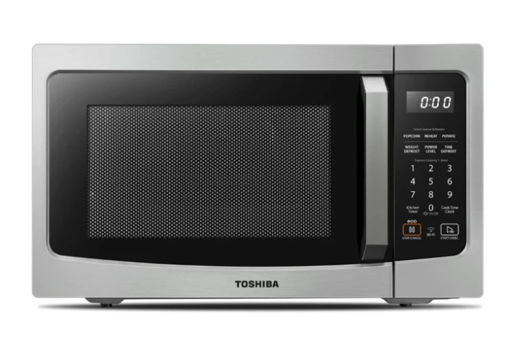 Toshiba ML-EM34PF(SS) 34L Microwave Oven - Countertop Stainless Steel with 10 Power Levels, Eco Mode & Child Lock - Perfect for Small Kitchens, Dorms & Office Break Rooms