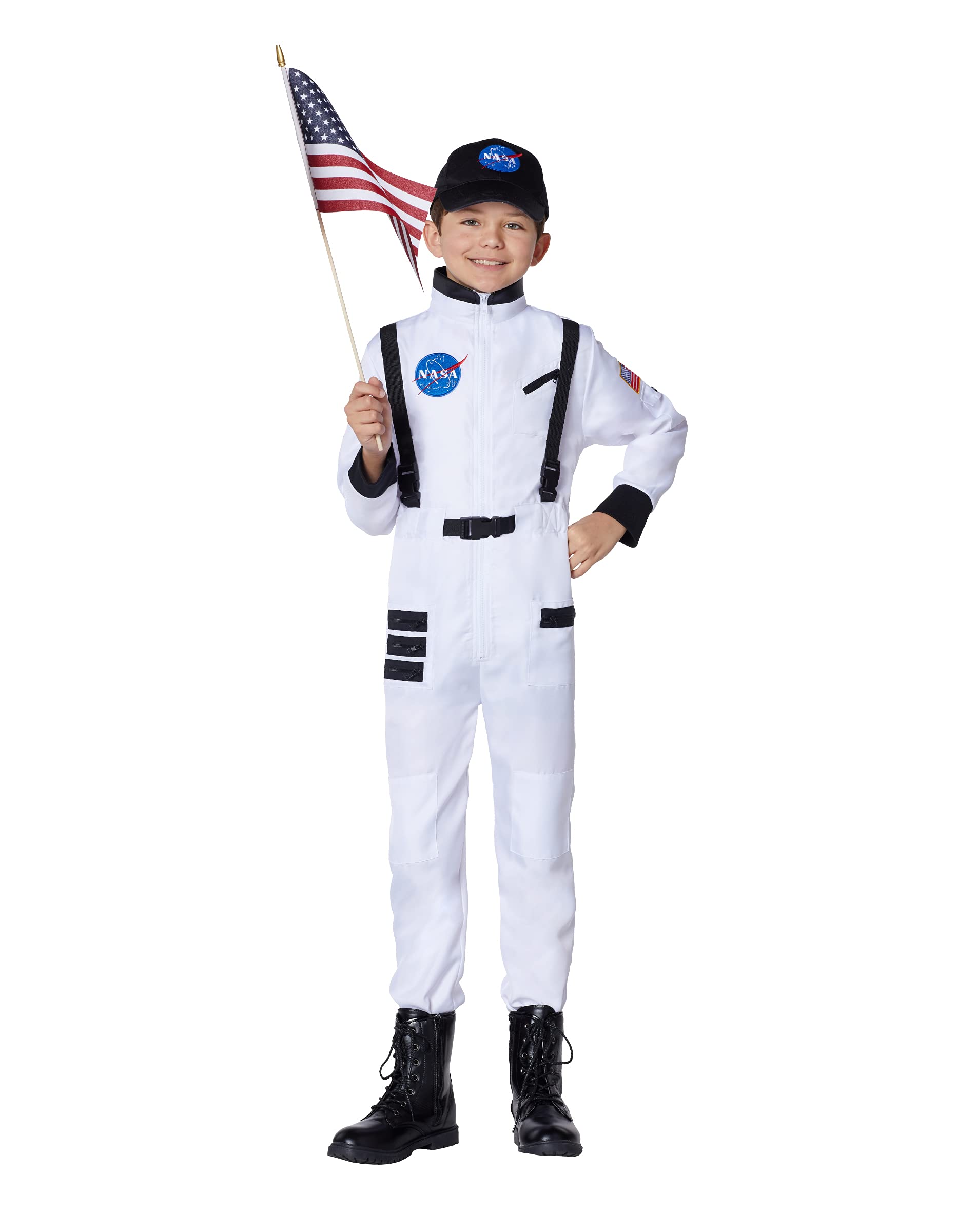 Kids NASA Astronaut Costume for Halloween - White Space Suit Dress Up for Boys & Girls - Perfect for Halloween Parties, School Plays, and Space-Themed Events