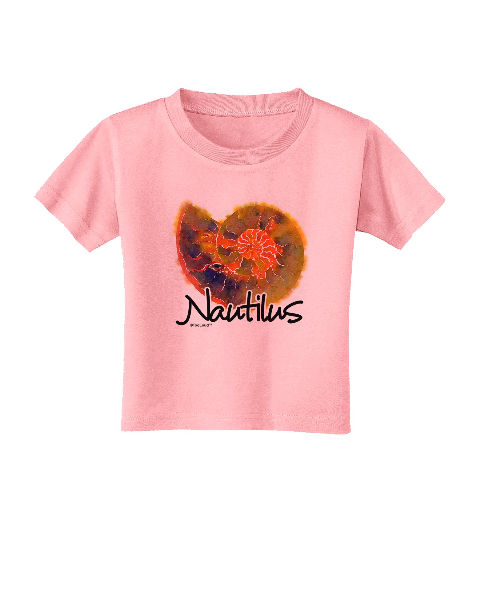 TooLoud Nautilus Fossil Watercolor Text Toddler T-Shirt - Cute Graphic Tee for Boys & Girls - Perfect for Playdates, Preschool & Family Outings