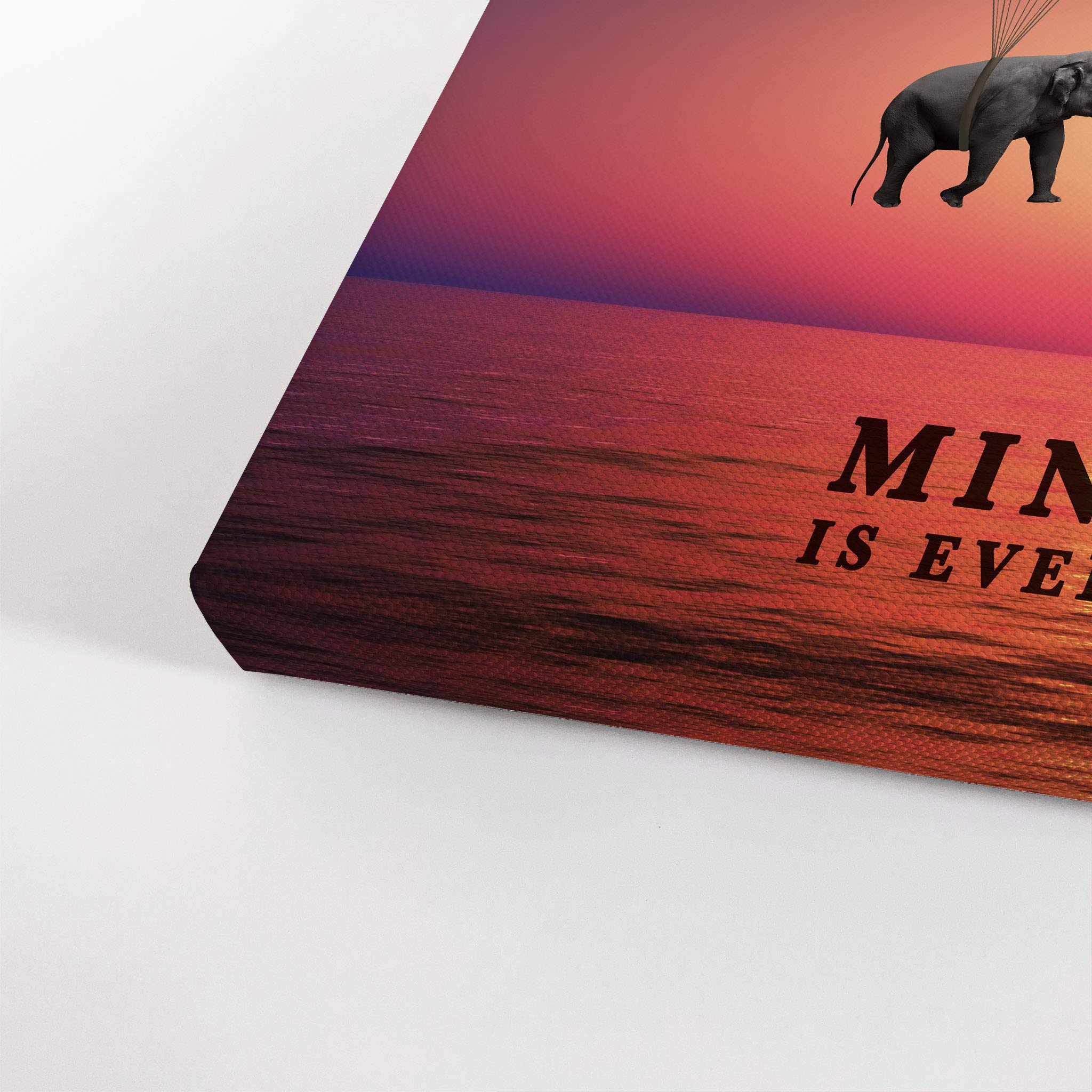 Mindset is Everything Elephant with Balloon Sunset Motivational Canvas Wall Art - Inspirational Office & Living Room Decor - Entrepreneur Quote Print - Ready to Hang 24x36 - Perfect for Home, Office & Gift Giving