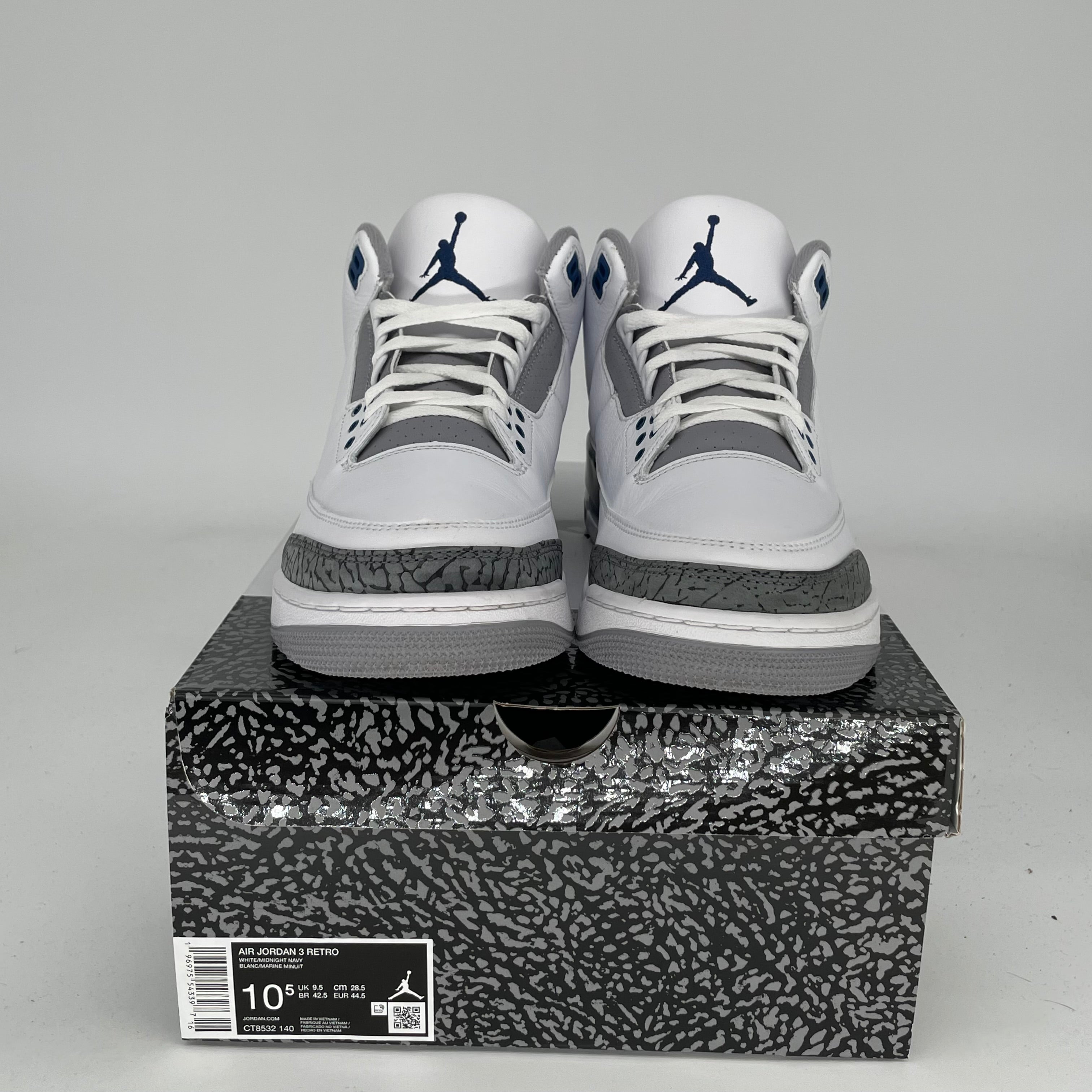 AIR JORDAN 3 MIDNIGHT NAVY Men's Basketball Shoes - Size 10.5 (CT8532-140) - Retro Style Sneakers for Casual Wear, Sports & Street Fashion
