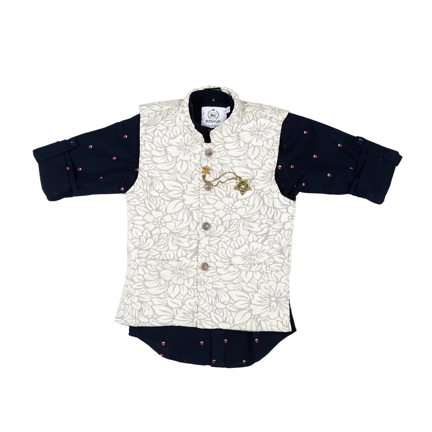 Stylish MashUp Dapper Nehru Jacket & Geometric Print Shirt for Men | Trendy Formal & Casual Wear | Perfect for Weddings, Parties & Office Events