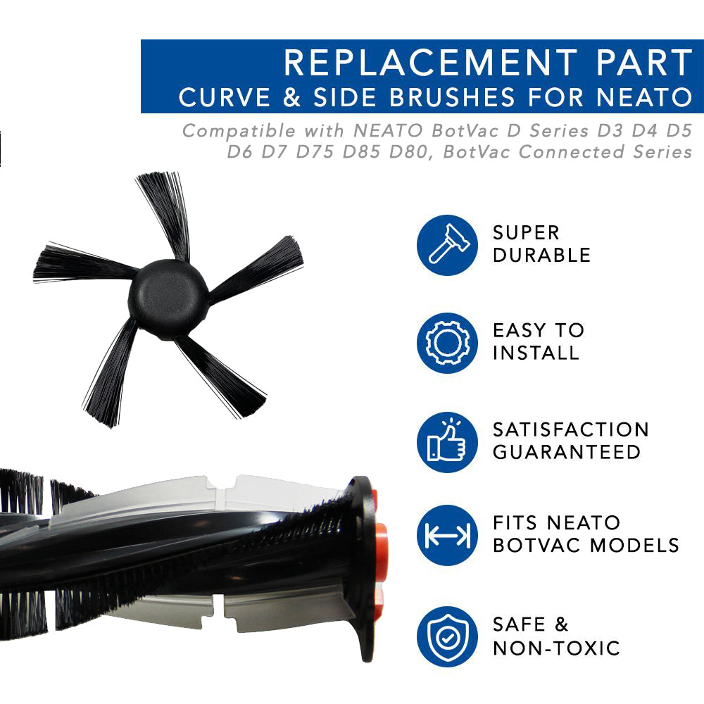 MaximalPower Replacement Main & Side Brush Compatible with NEATO 70e, 75, 80, 85 & D Series D75, D80, D85 and Botvac Connected Robot Vacuums - Perfect for Pet Hair, Hard Floors & Carpet Cleaning