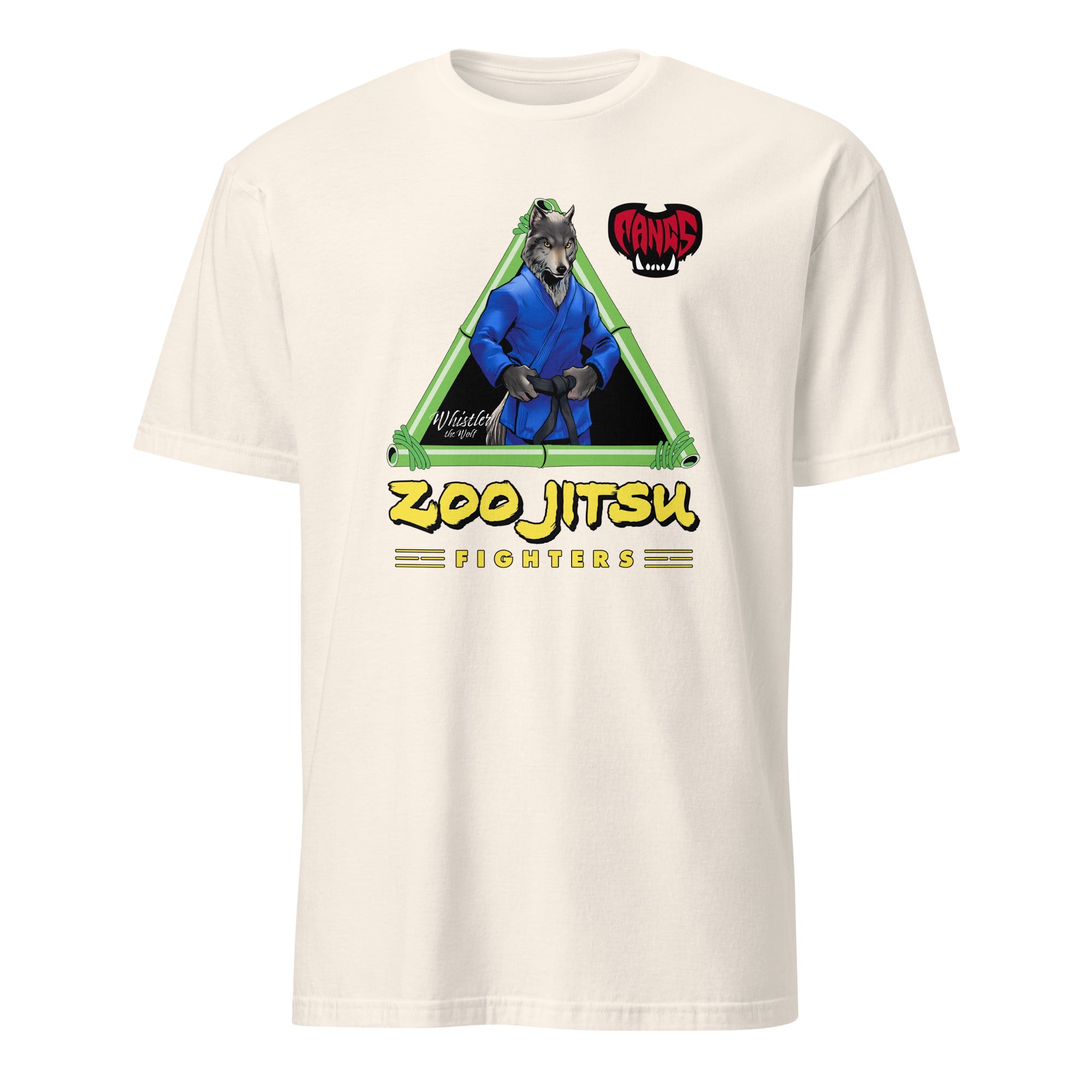 Zoo Jitsu Fighters Whistler the Wolf Graphic T-Shirt - Unisex Short Sleeve Cotton Tee for Martial Arts Fans & Anime Lovers - Perfect for Training, Cosplay, and Casual Wear