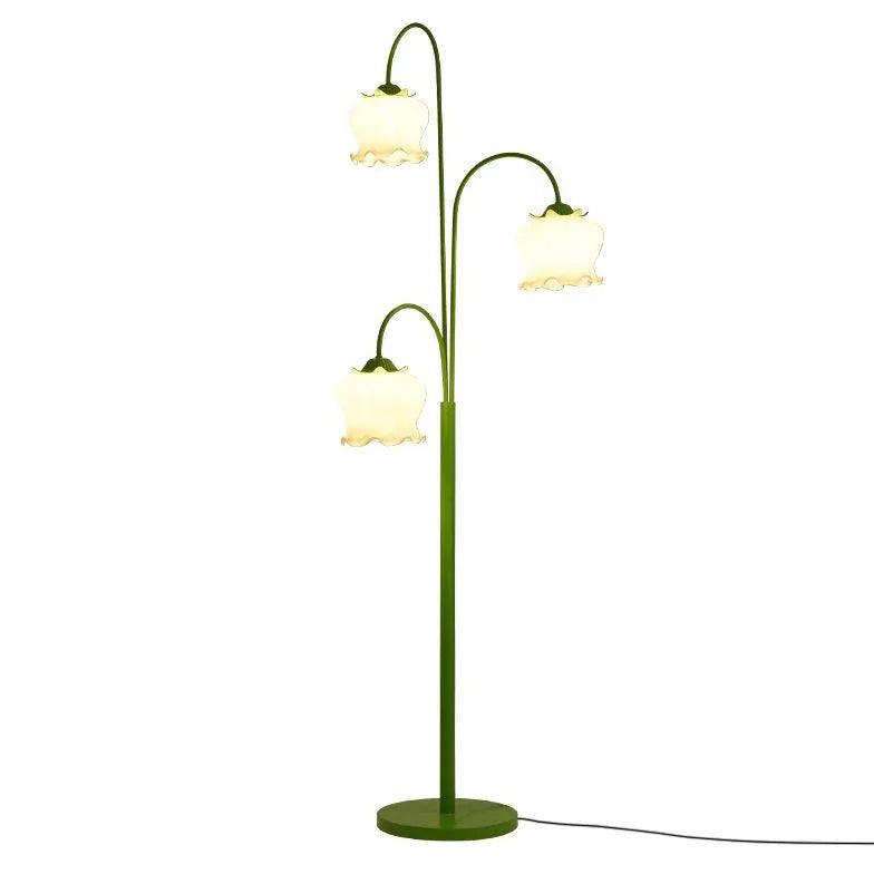 3-Head LED Lantern Floor Lamp with Adjustable Arms - Modern Green Standing Light for Living Room, Bedroom, or Office Decor