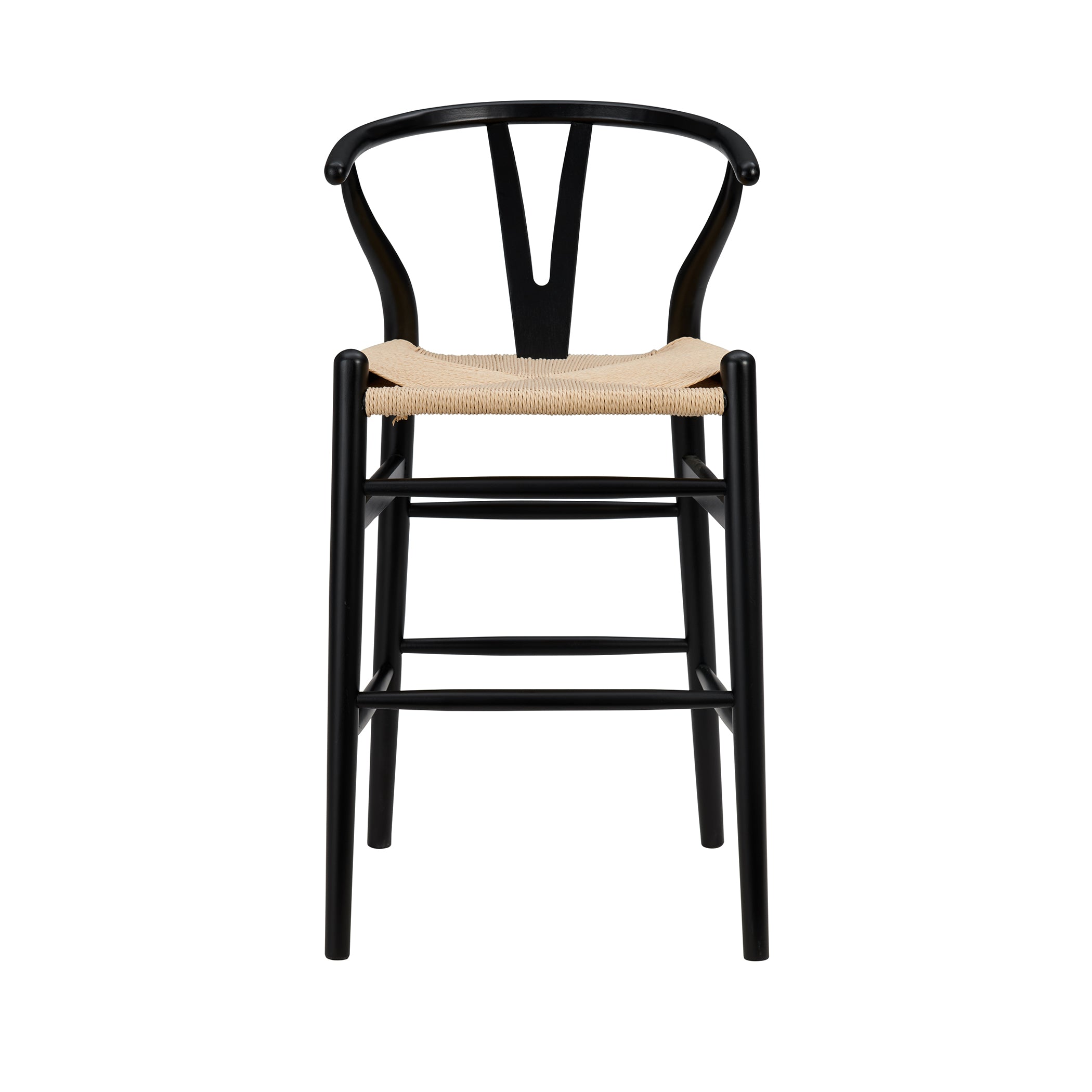 Evelina Black Wood Stained Counter Stool with Rush Seat - Perfect for Kitchen Island, Bar, and Dining Room Decor