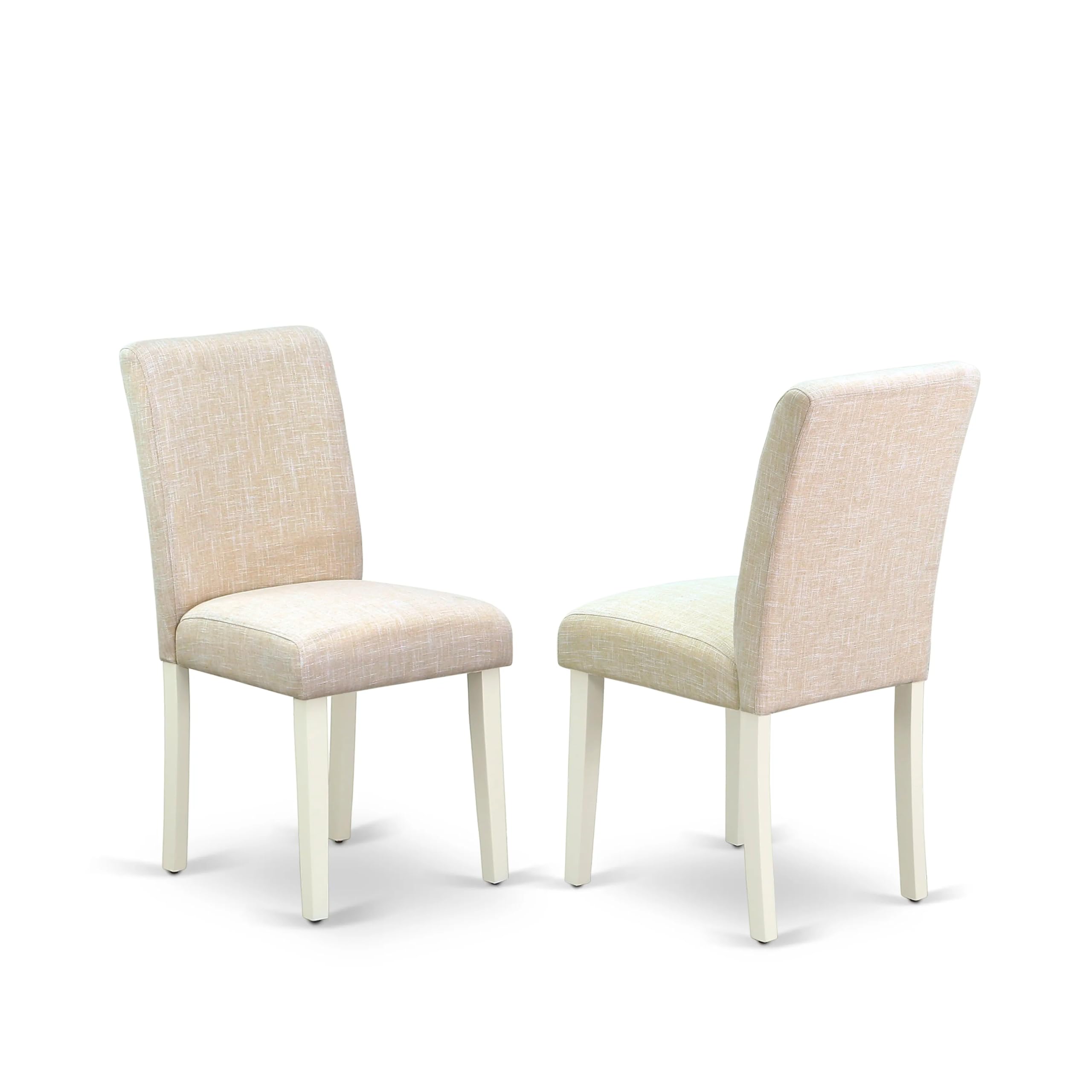 East West Furniture VAAB5-LWH-02 5-Piece White Linen Dining Set - 40x76 Inch Oval Table with Butterfly Leaf & 4 Light Beige Fabric Parsons Chairs - Perfect for Kitchen, Breakfast Nook & Small Space Dining Rooms