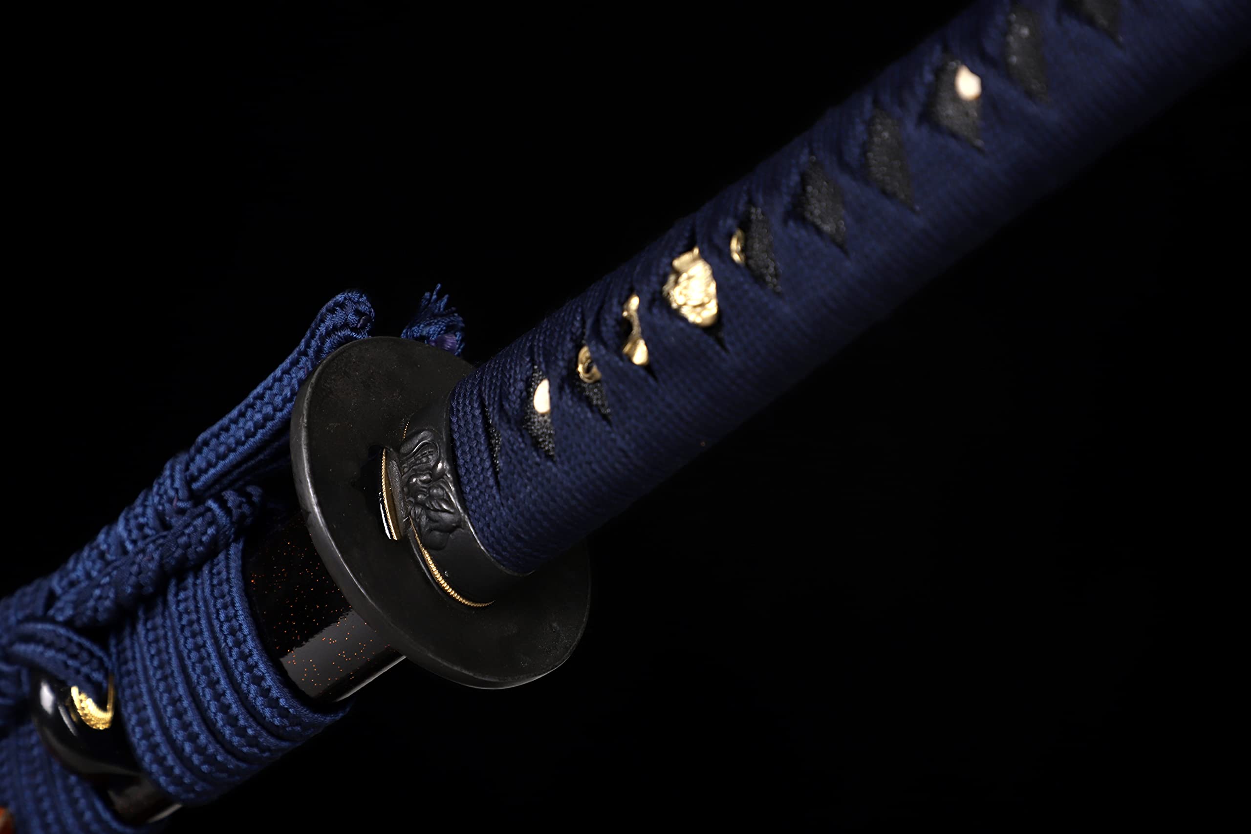Handmade Japanese Katana Sword - Real Clay Tempered T10 Steel with Choji Hamon Pattern - Full Tang Samurai Sword - Razor Sharp Blade for Martial Arts Training, Cosplay, and Collectors Display