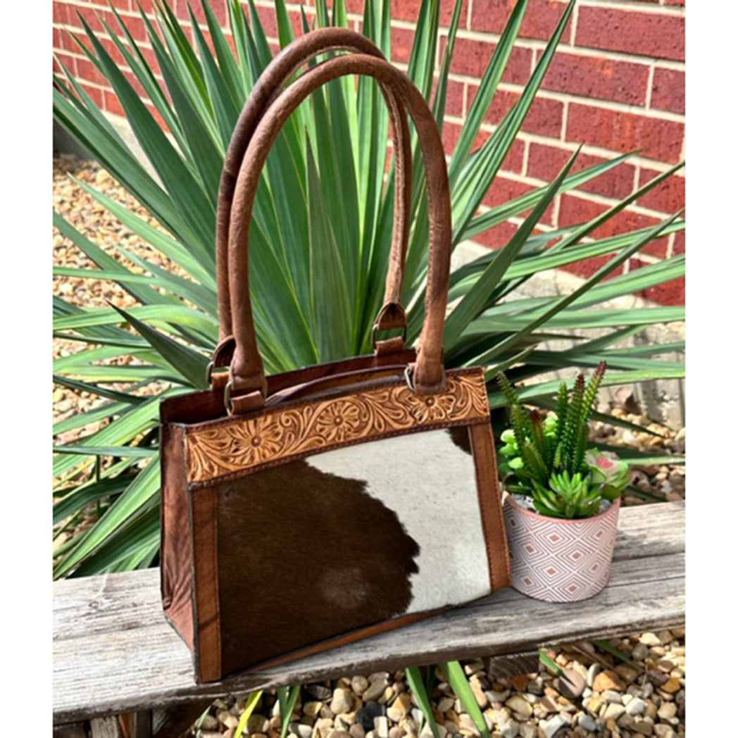 American Darling Genuine Cowhide Tooled Leather Handbag for Women - Vintage Western Style Purse for Everyday Use, Date Nights & Special Occasions