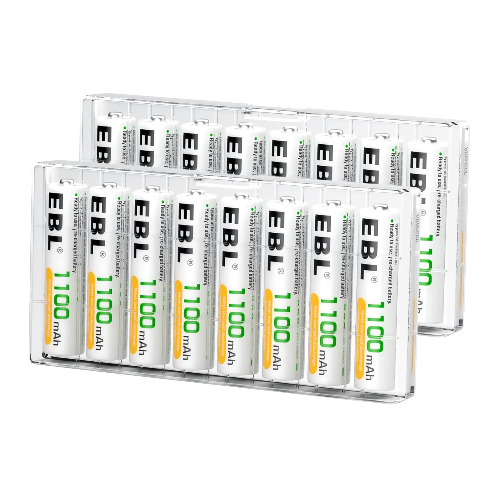 EBL Rechargeable AAA Batteries 16-Pack - 1100mAh Ni-MH Ready2Charge Batteries for Digital Cameras, Wireless Mice, Remote Controls & Toys - Long Lasting Power Supply