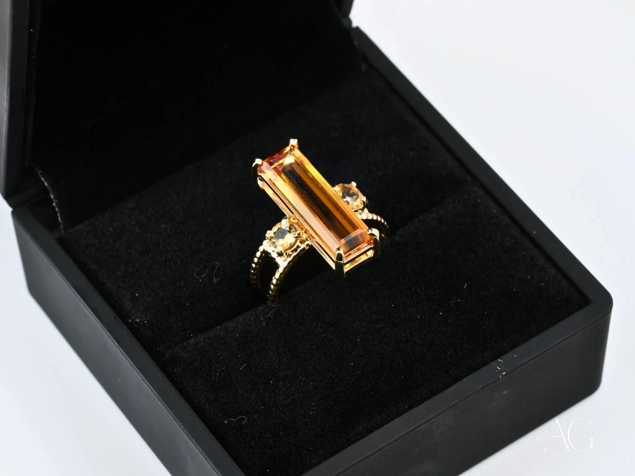 18K Gold Citrine Ring for Women - Solar Aura Collection | Elegant Birthstone Jewelry Gift for Birthday, Anniversary & Special Occasions
