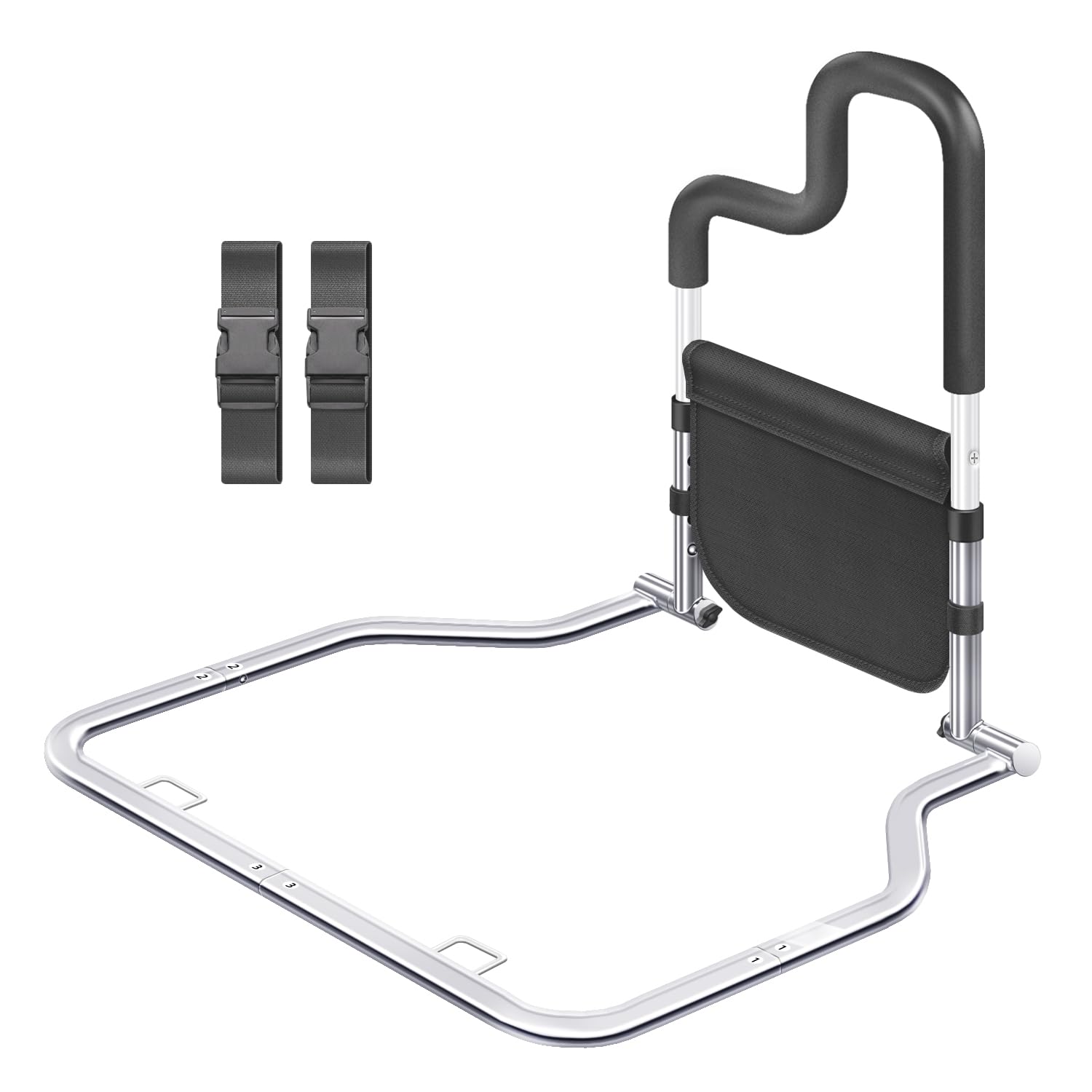 Adjustable Bed Rails for Elderly Adults - Safety Bed Assist Rail with Ergonomic Handle & Non-Slip Straps - Heavy Duty Support up to 300 lbs - Universal Fit for All Bed Sizes - Easy Assembly with Storage Bag - Ideal for Home Care, Hospitals, and Assisted Living Facilities